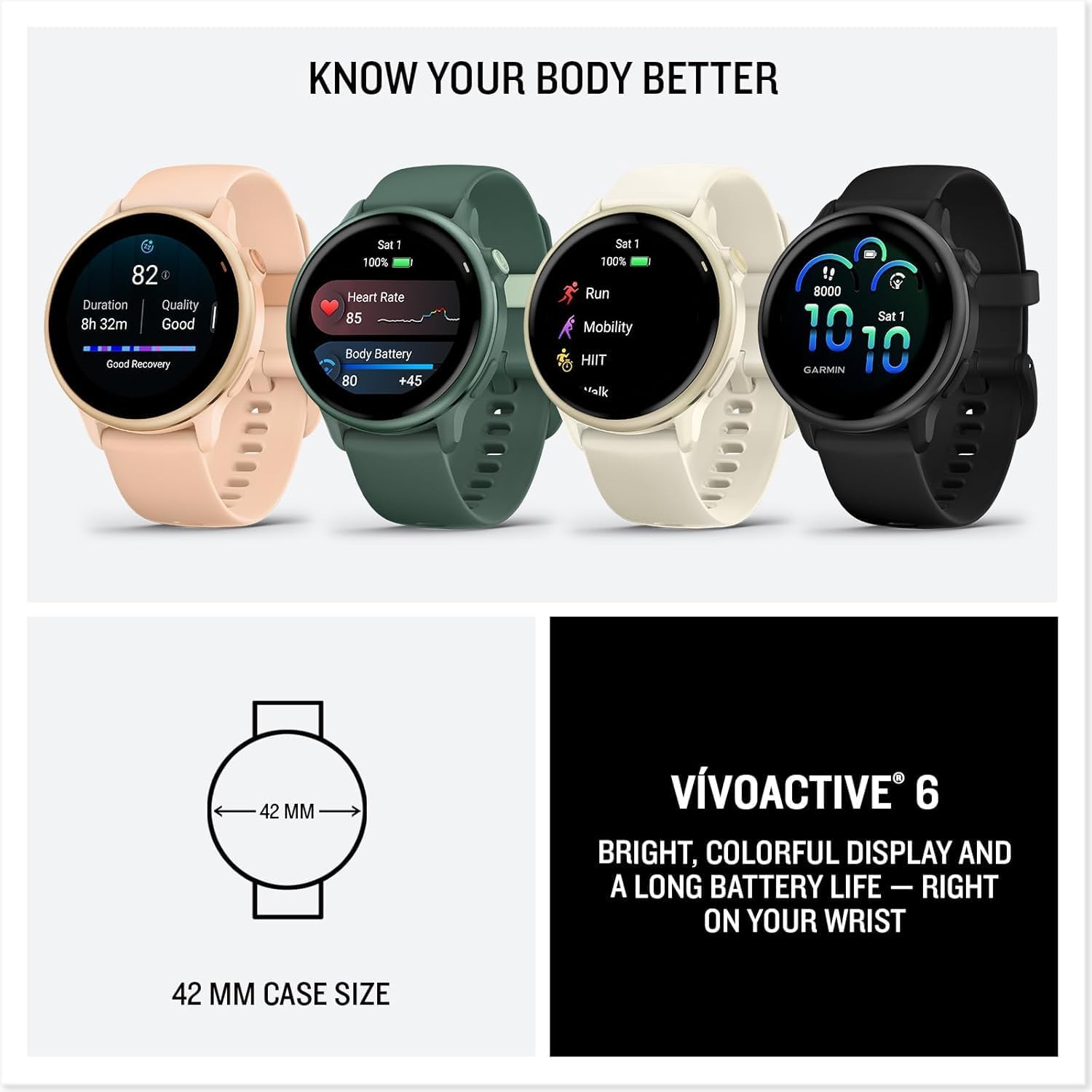 Garmin vivoactive 6 GPS Smartwatch with AMOLED Display  Slate | Advanced Health and Fitness Features  Up to 11 Day Battery  Energy Monitoring  Sleep Coach | with Signature Series Power Bundle