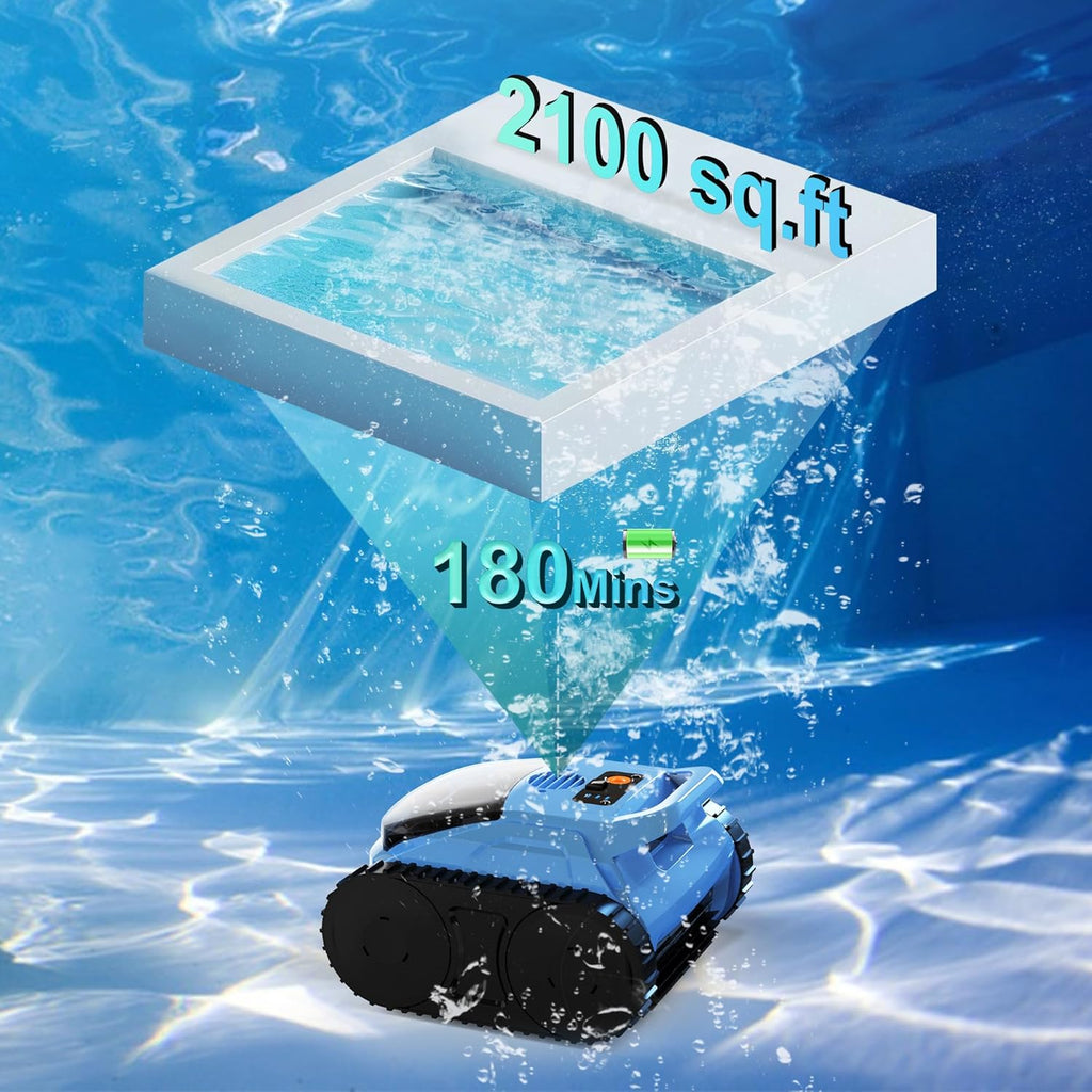 (2026 Upgrade) Pool Vacuum for Inground Pools  Robotic Pool Cleaner  Wall Climbing Pool Cleaner  Cleans Pool Floors  Drain & Walls & Waterline  Cleaning Up to 2100 Sq.ft  180 Min