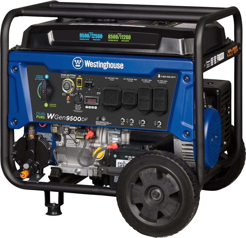 Westinghouse 12500 Watt Dual Fuel Home Backup Portable Generator  Remote Electric Start  Transfer Switch Ready  Gas and Propane Powered