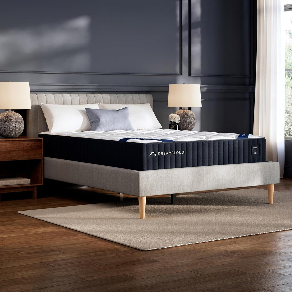 DreamCloud Classic 12" Queen Mattress - Luxury Hybrid Gel Memory Foam - 365 Night Trial - Back Pain Relief - Fiberglass Free - Forever Warranty - Mattress in a Box - CertiPUR-US Certified
