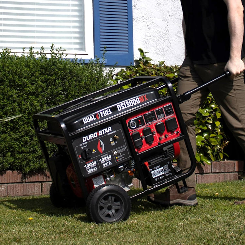DuroStar DS13000MX 13 000-Watt 500cc Dual Fuel Portable Generator - Gas and Propane  Remote Electric Start  Whole Home Power Backup  Transfer Switch Ready  RV & Emergency Ready