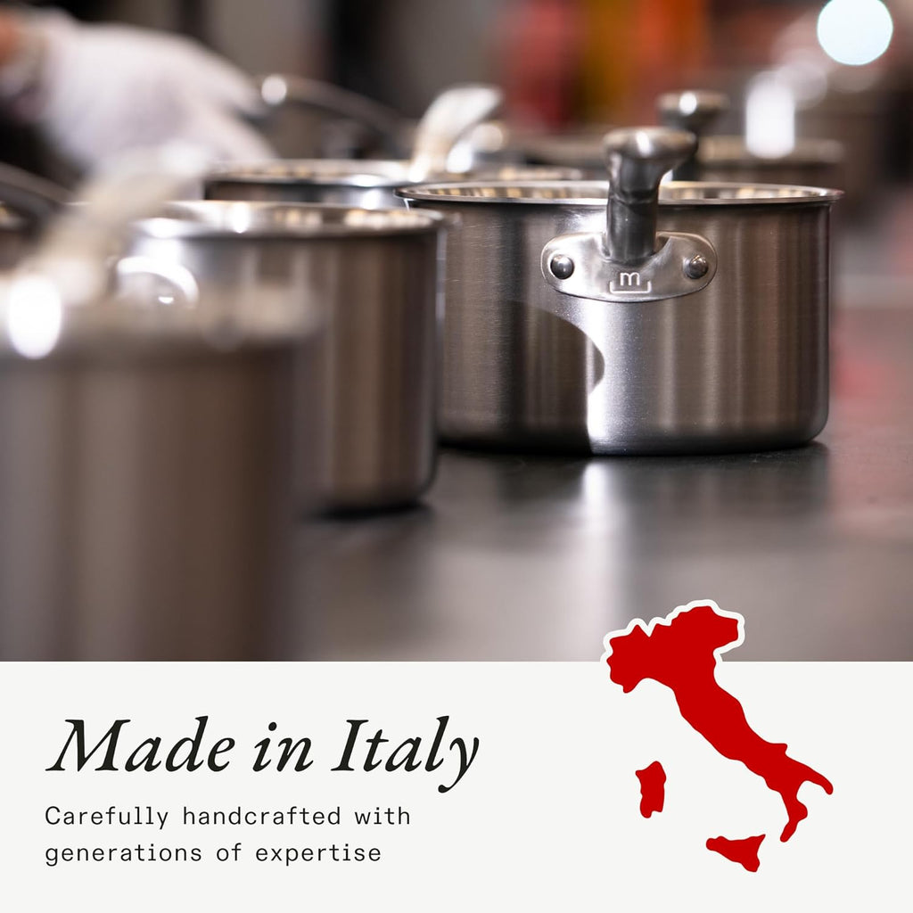 Made In Cookware | 8 Quart Stainless Steel Stock Pot With Lid | 5 Ply Stainless Clad | Professional Cookware | Crafted in Italy | Induction Compatible