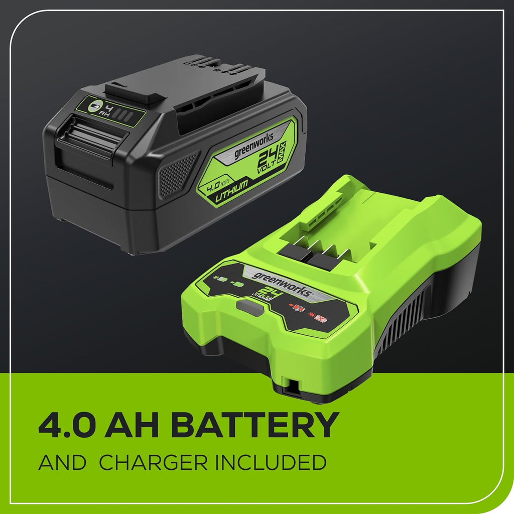 Greenworks 24V 13“ Brushless Cordless Lawn Mower with 4.0Ah Battery & Charger Maintenance-Free Push Mower with 2-in-1 Mulch/Bag