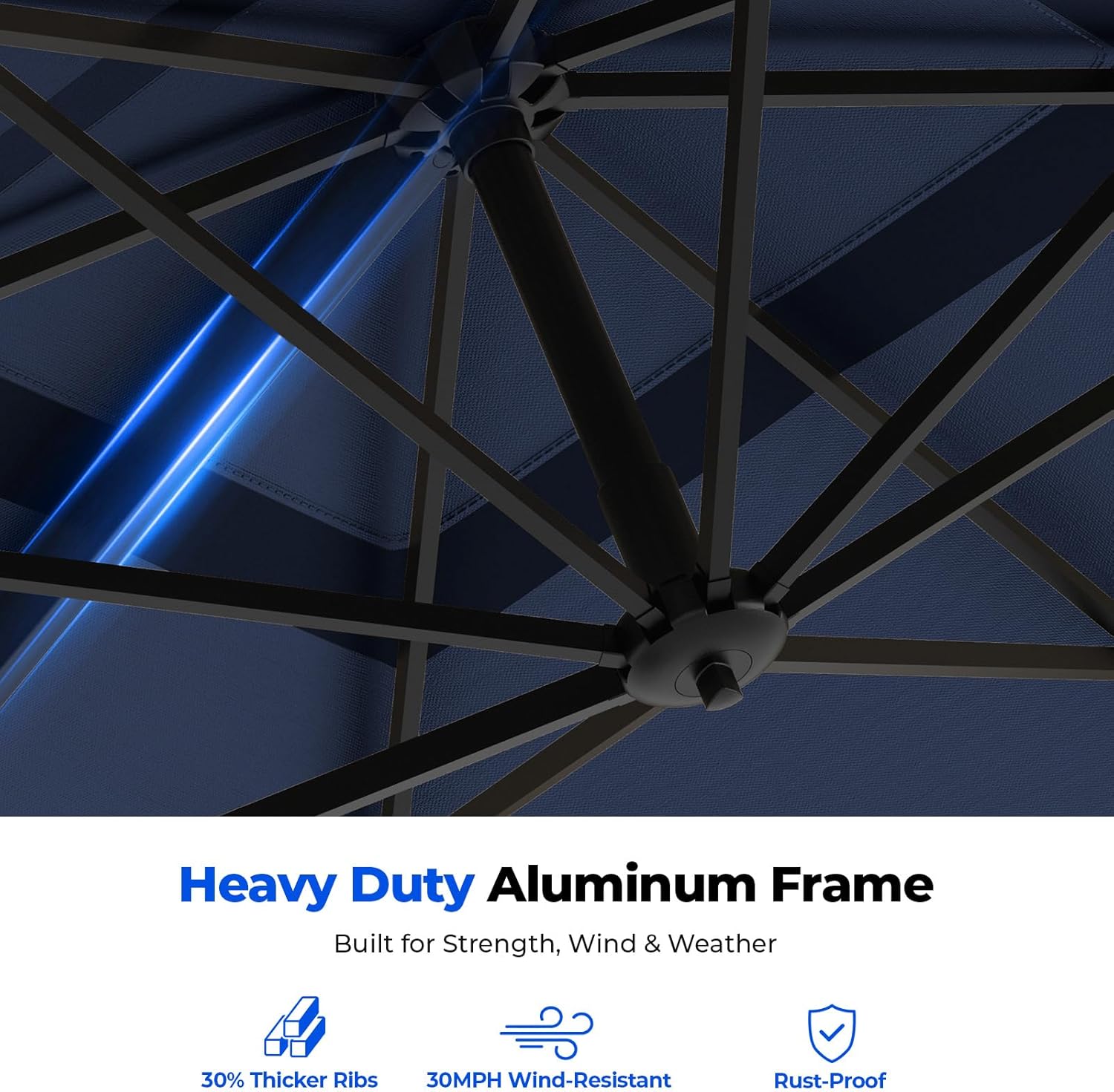 HOMSHADE 9x12FT Cantilever Patio Umbrella Outdoor with Base- Large Offset Heavy-Duty Aluminum Umbrella with 360° Rotation  6 Tilts  Windproof  3-Year Fade Resistance for Pool Deck  Navy Blue