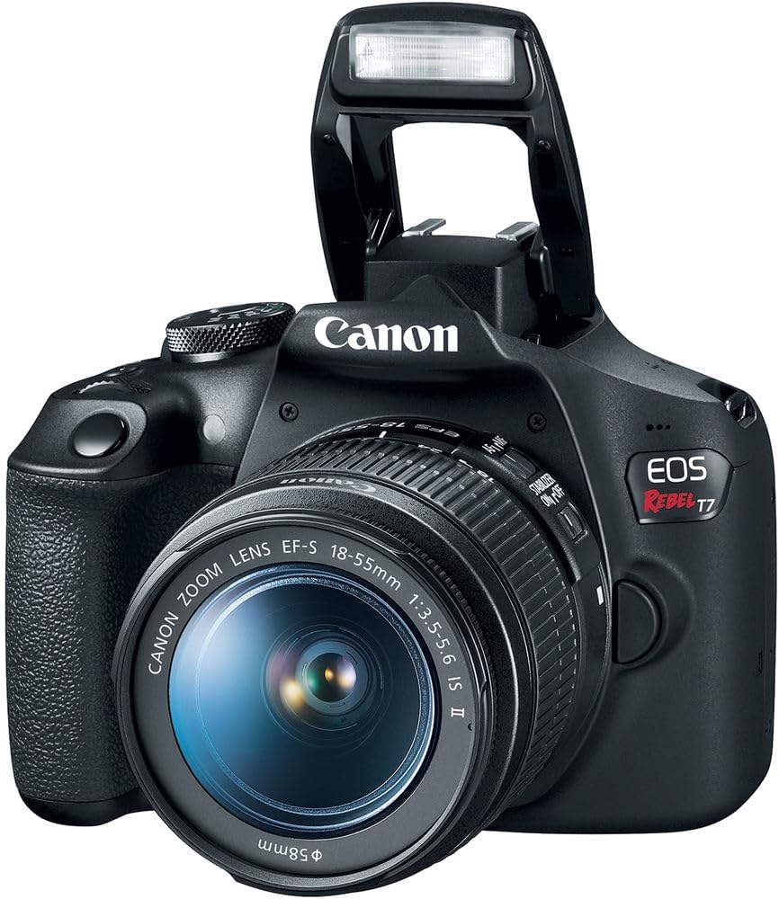 Canon EOS Rebel T7 DSLR Camera with 18-55mm Lens Bundled with 64GB Memory Card + Camera Bag + 58mm UV Filter + Microfiber Cleaning Cloth (5 Items)