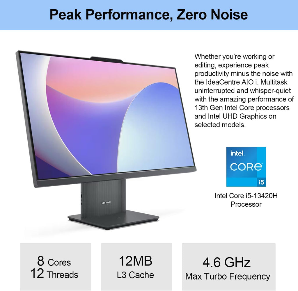 Lenovo 2026 IdeaCentre Business All-in-One  27" FHD Touchscreen 100Hz  Intel Core i5-13420H  32GB DDR5 RAM  1TB SSD  Wireless Charging Base  Wireless KB & Mouse  Wi-Fi 6  Windows 11 Pro  Grey