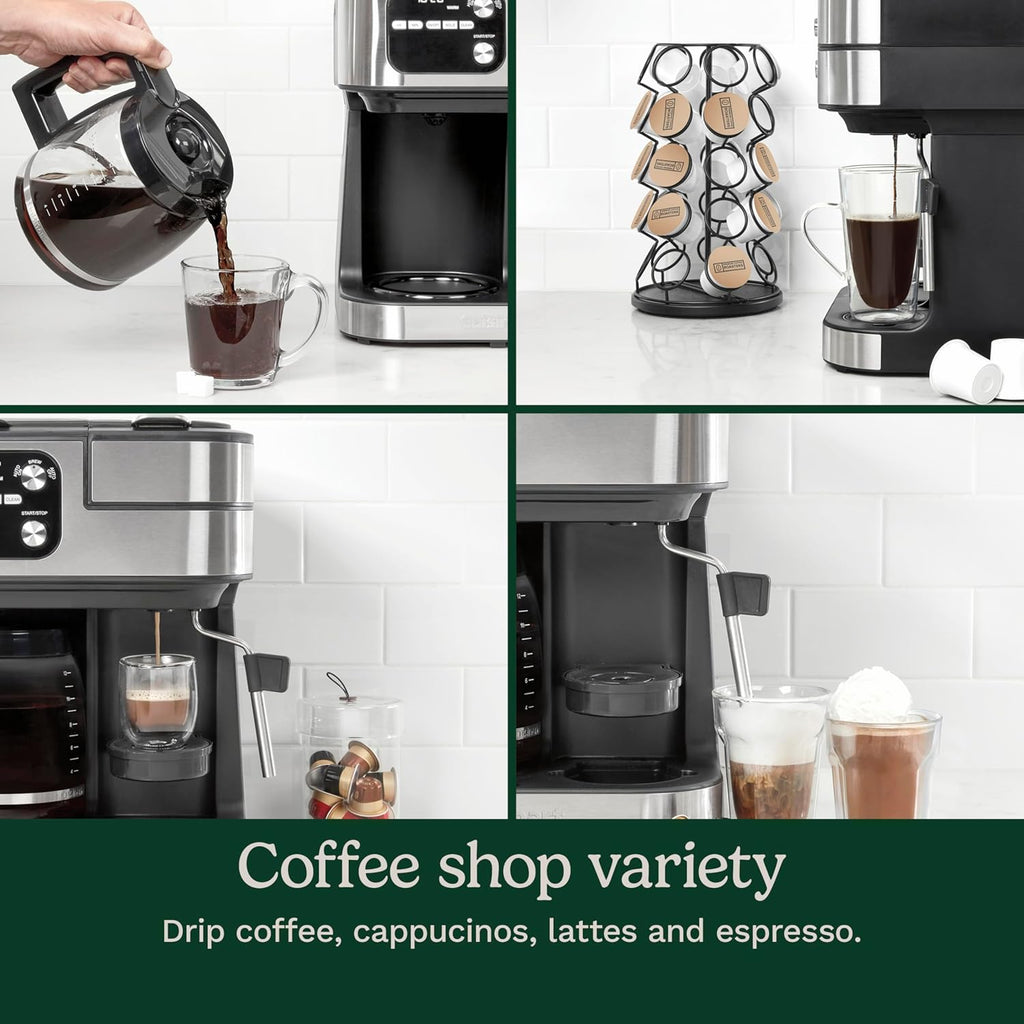 Cuisinart Coffee Center Barista Bar 4-in-1 Coffee Maker, Single-Serve Pods Compatible, Coffeemaker, Three Brewing Sizes, SS-4N1NAS, Black