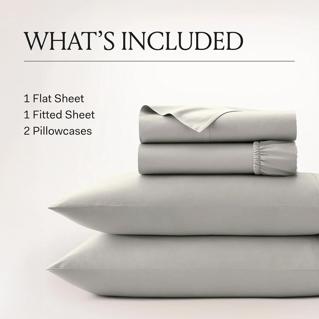 BOLL & BRANCH Signature Hemmed Sheet Set - Queen, White - Luxury 100% Organic Cotton - Includes 1 Flat, 1 Fitted, 2 Pillowcases - Buttery Soft
