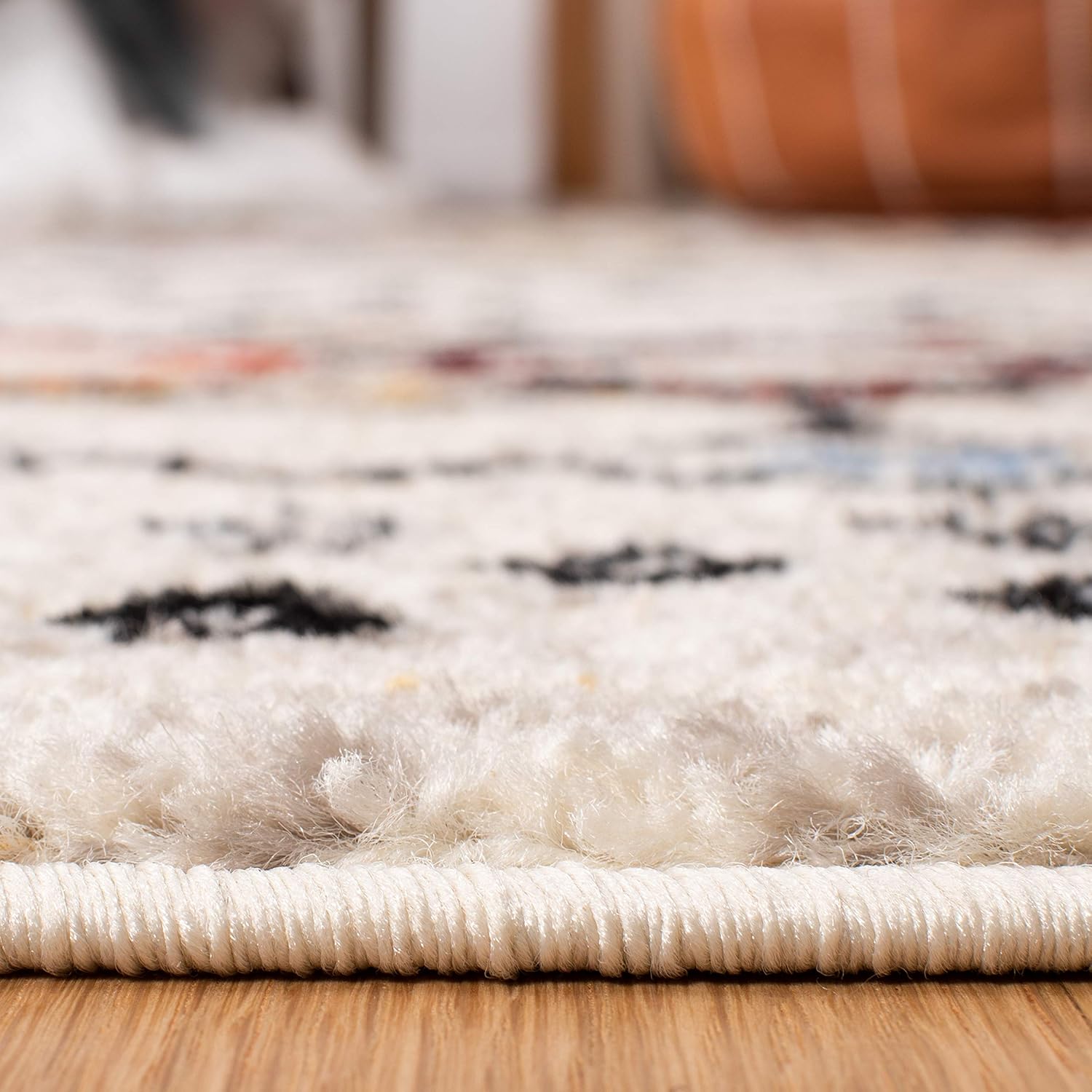SAFAVIEH Amsterdam Collection Area Rug - 9' x 12', Ivory & Multi, Moroccan Boho Design, Non-Shedding & Easy Care, Ideal for High Traffic Areas in Living Room, Bedroom (AMS108K)