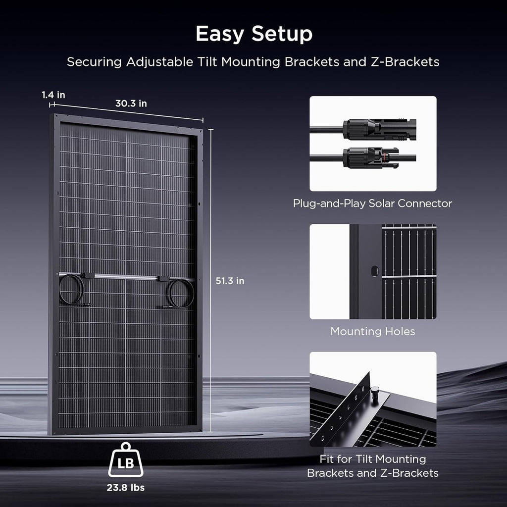 N-Type 16BB 400W Bifacial Solar Panel  2Pcs 200 Watt Solar Panel 12V  25% High Efficiency  Dual-module Parallel Anti-Shade Design  for RV Van Marine Home Rooftop Off-Grid Systems (2 Pack 200W)