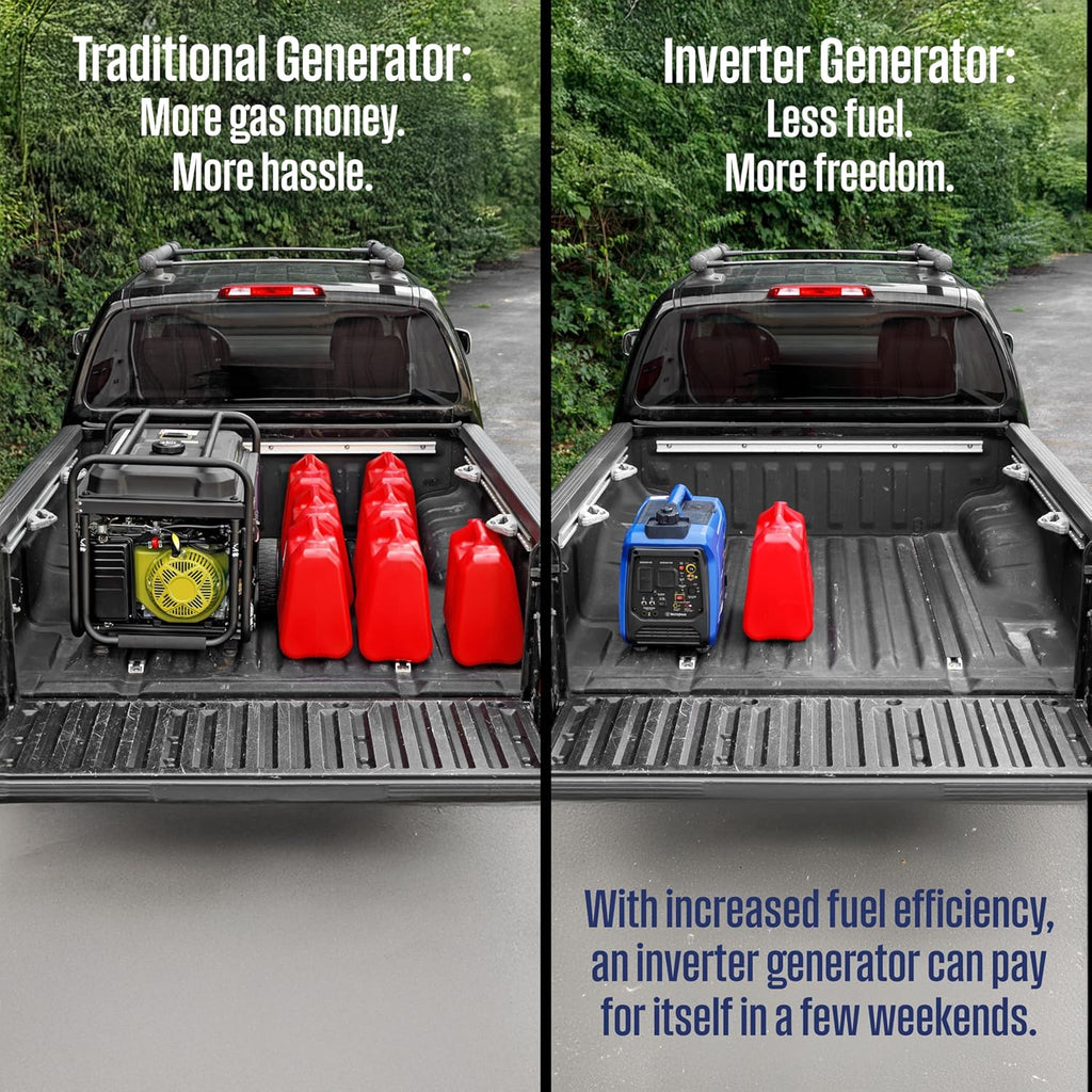 Westinghouse 2550 Peak Watt Super Quiet & Lightweight Portable Inverter Generator  RV Ready 30A Outlet  Gas and Propane Powered  CO Sensor  Parallel Capable  Long Run Time