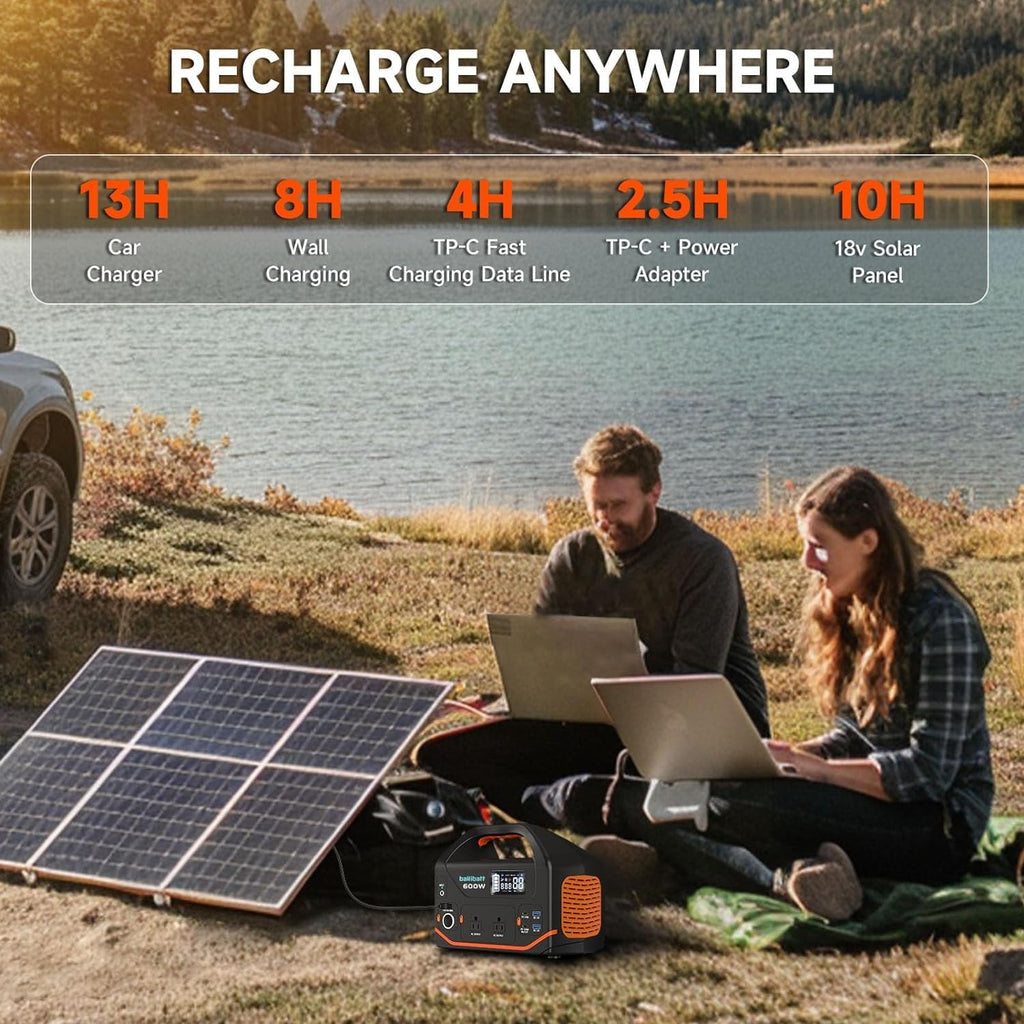 Portable Power Station 600W 293Wh Camping Lithium Battery  Portable Generator for Home Use Emergency Power Station Backup Travel Outdoor 100W PD & 120V Pure Sine Wave AC Outlet