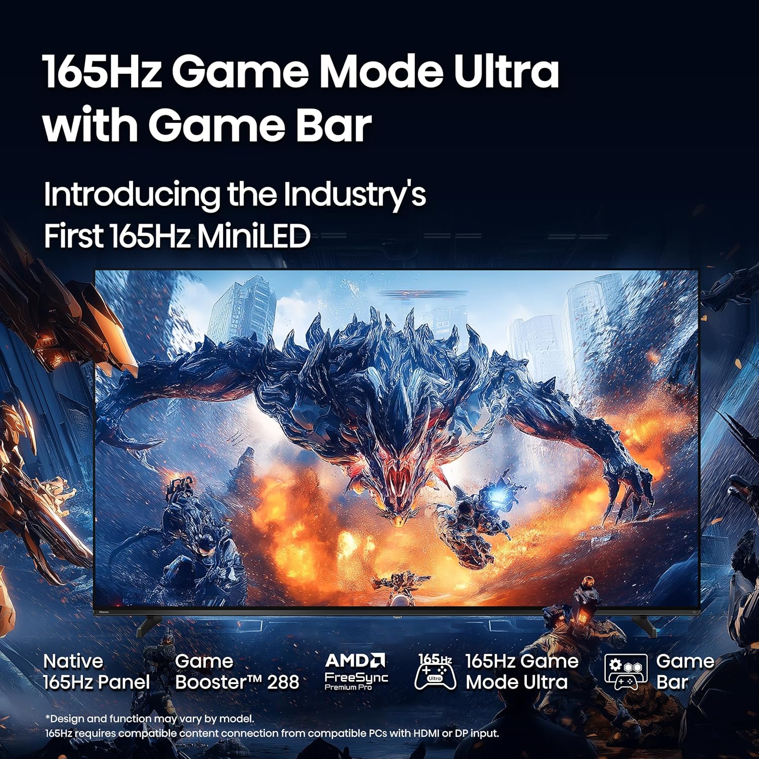Hisense 65" U7 Mini-LED ULED 4K UHD Best Premium Gaming Google Smart TV (65U75QG  2025 Model) - QLED  Native 165Hz  VRR 288  Up to 3000 Nits  HDR10+  Dolby Vision IQ · Atmos  IMAX Enhanced  2.1.2 Ch