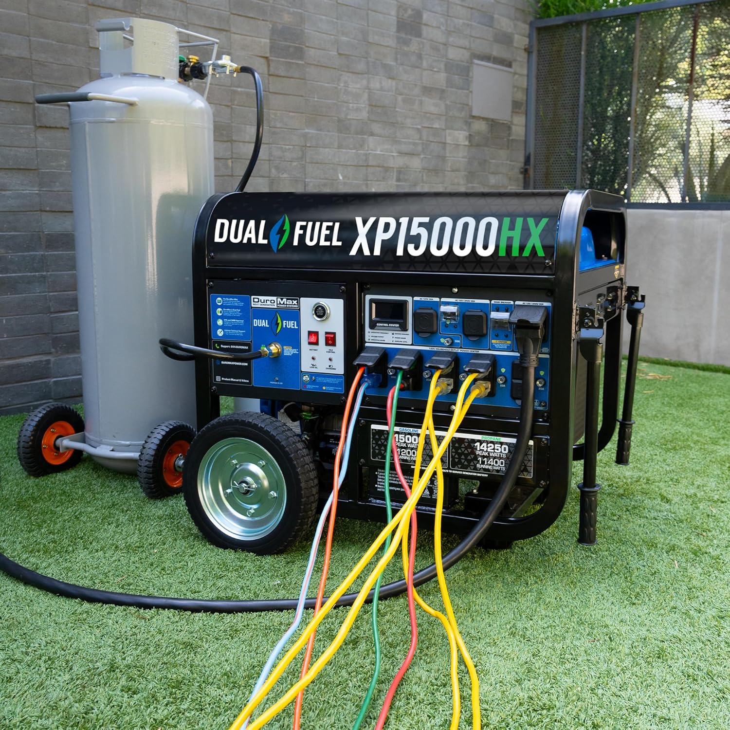 DuroMax XP15000HX 15 000-Watt Dual Fuel Portable Generator - Gas & Propane  Remote Electric Start  Whole Home Power Backup  Transfer Switch Ready  RV & Emergency Ready
