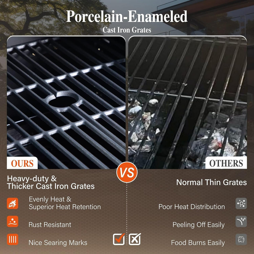 Sophia & William Charcoal and Propane Gas Grill Combo with Side Burner & Porcelain-Enameled Cast Iron Grate  Dual Fuel BBQ Grill for Outdoor  Barbecue Grill  690 SQIN Cooking Area