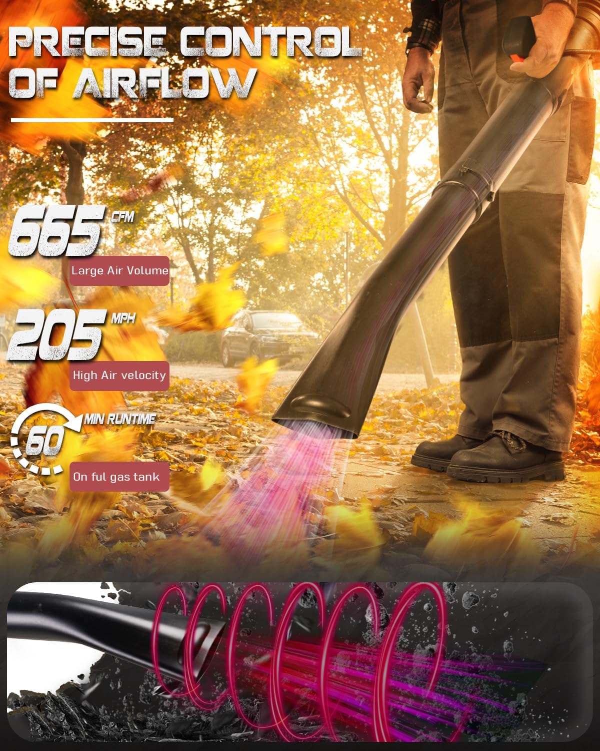 Professional Gas Powered Backpack Leaf Blower – 2-Stroke High-Performance 63CC/665 CFM Blower System with Comfort Design for Complete Property Maintenance (GB657 PRO)