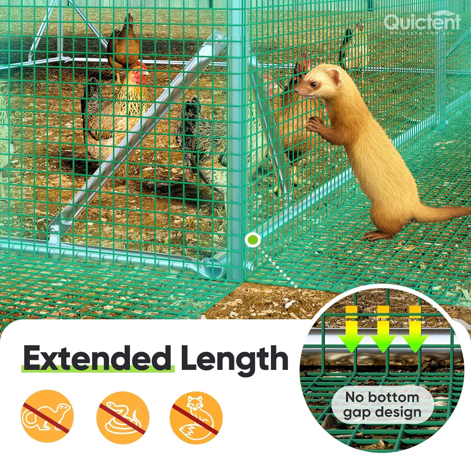 Quictent Large Metal Chicken Coop Run for 20+ Poultry with Side Hardware Cloth & Waterproof Cover  Advanced Series Outdoor Walk-in Cage Hen Duck Rabbit Dog Pen Yard Farm House  12x9x6.6FT