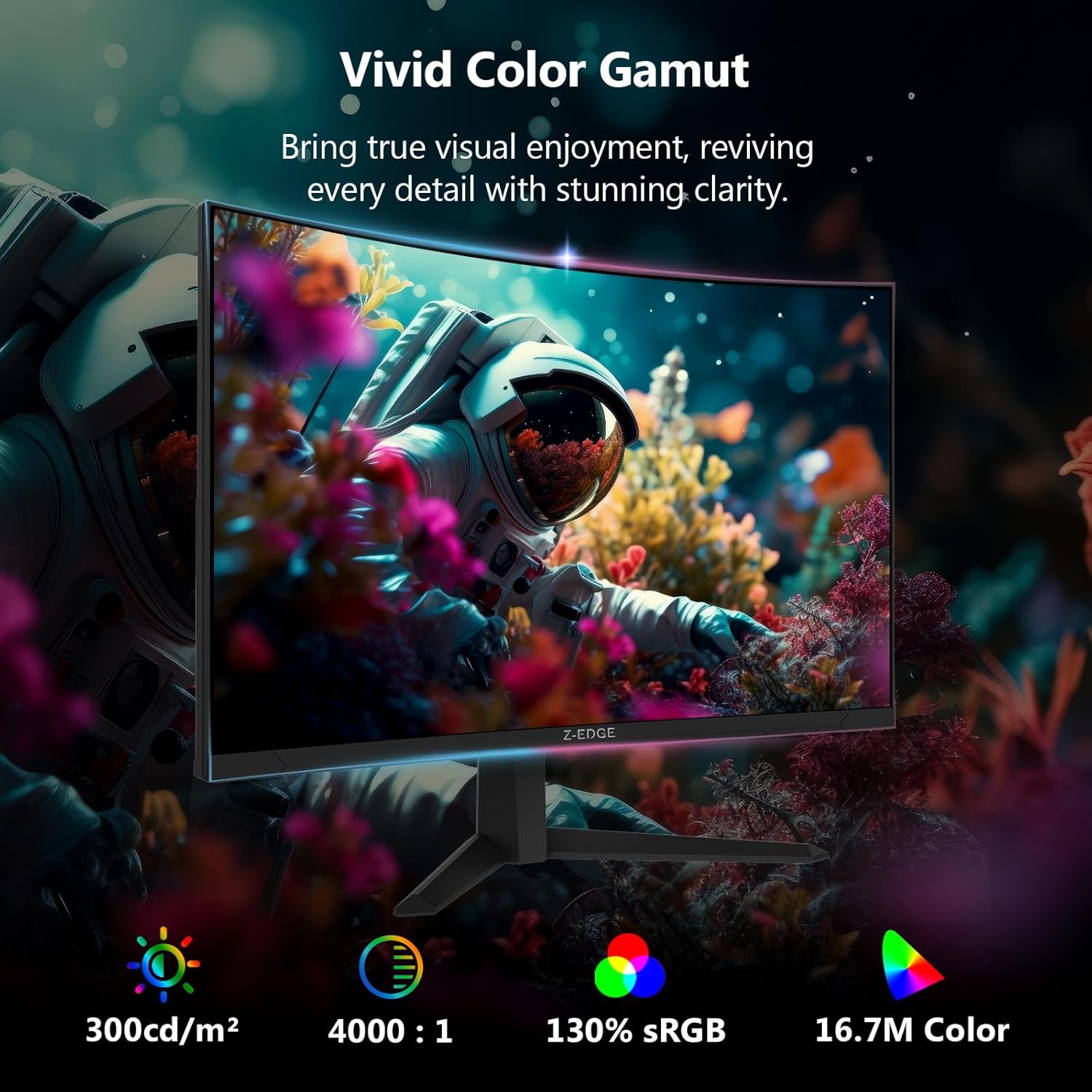 Z-Edge 27 inch Curved Gaming Monitor  FHD 1080P 300Hz 280Hz 240Hz Curved Monitor 1500R Computer Monitor  MPRT 1ms Monitor  FreeSync  Low Blue Light 16.7M Colors  UG27S 2X DP and 2X HDMI