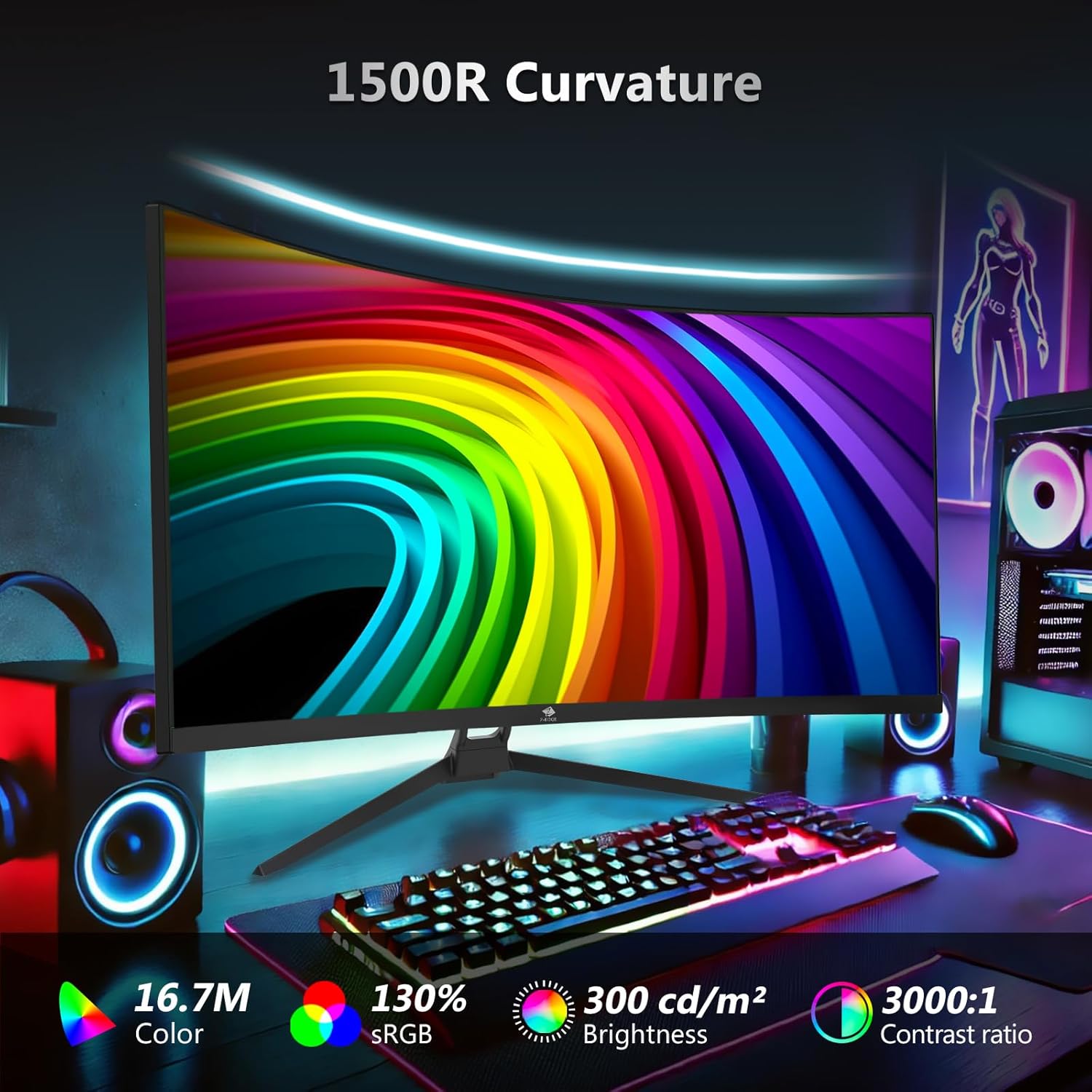 Z-Edge 34" Curved Gaming Monitor  WQHD 1440P 165Hz 144Hz PC Monitor  MPRT 1ms  21:9 Aspect Ratio  1500R  16.7M Colors  3000:1 Contrast  UG34 Frameless Bezel  2X DP 1.4 Ports and 2X HDMI 2.0 Port