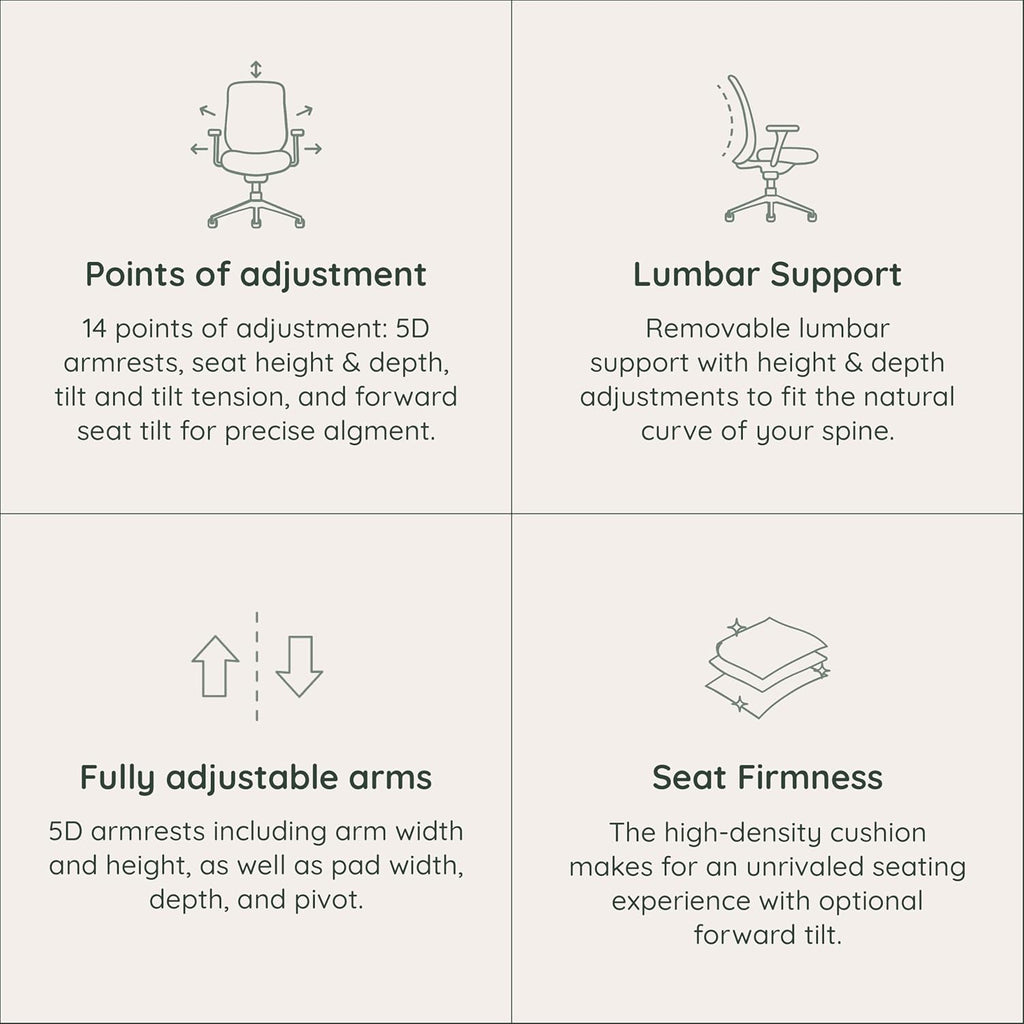 Branch Ergonomic Chair Pro - Mesh Office Chair with 14 Points of Adjustment - Height, Depth & Tilt Adjustable - 5D Armrests - Forward Tilt, Smooth Recline, and Lumbar Support - Mineral