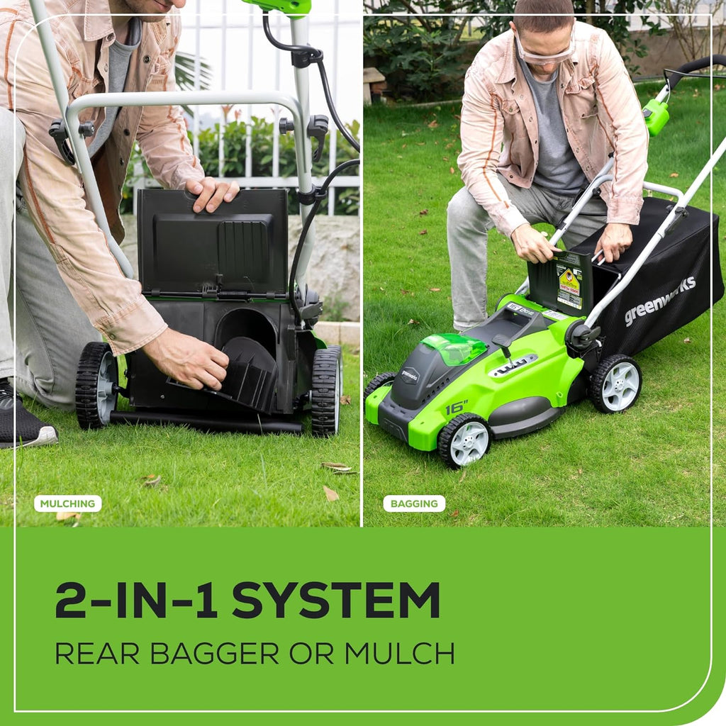Greenworks 40V 16" Cordless Lawn Mower  Ultra-Light Push Mower with 4.0Ah Battery & Charger(75+ Tool Compatibility  45Min Runtime)