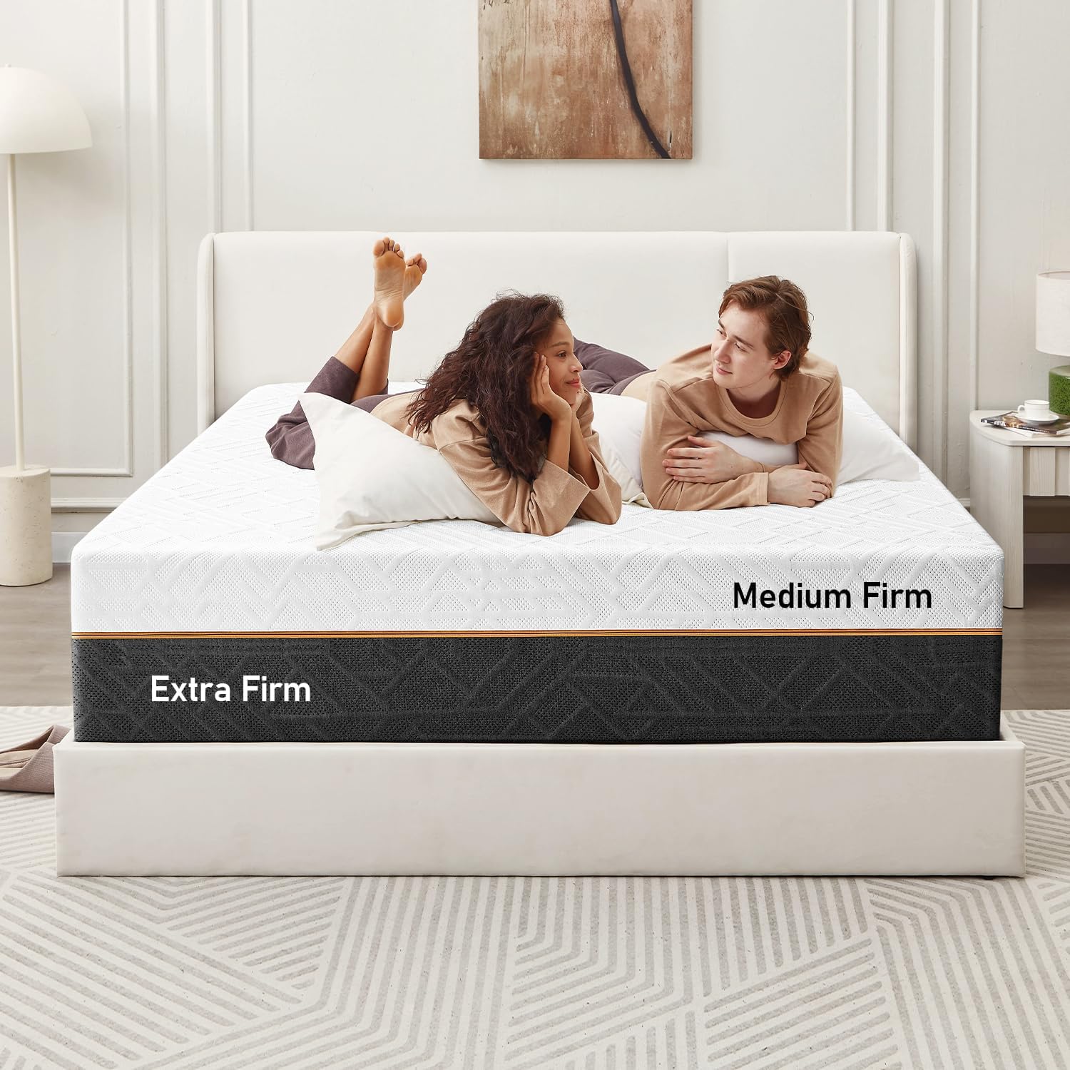Extra Firm Queen Mattress 14-Inch: Extra & Medium Firm Dual Side Flippable, Dual Firmness Memory Foam Back Pain Relief, Removable Ice Silk Cool Cover, CertiPUR-US Certified, Made in USA, 80x60