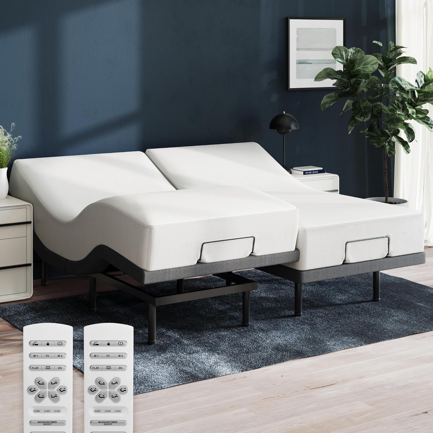 Nectar Twin XL Adjustable Base & 12” Hybrid Mattress (New Version) - Head & Foot Incline - Medium Firm Memory Foam & Coils - Cooling Layer - 3 Massage Settings - 365-Night Mattress Trial & Forever W