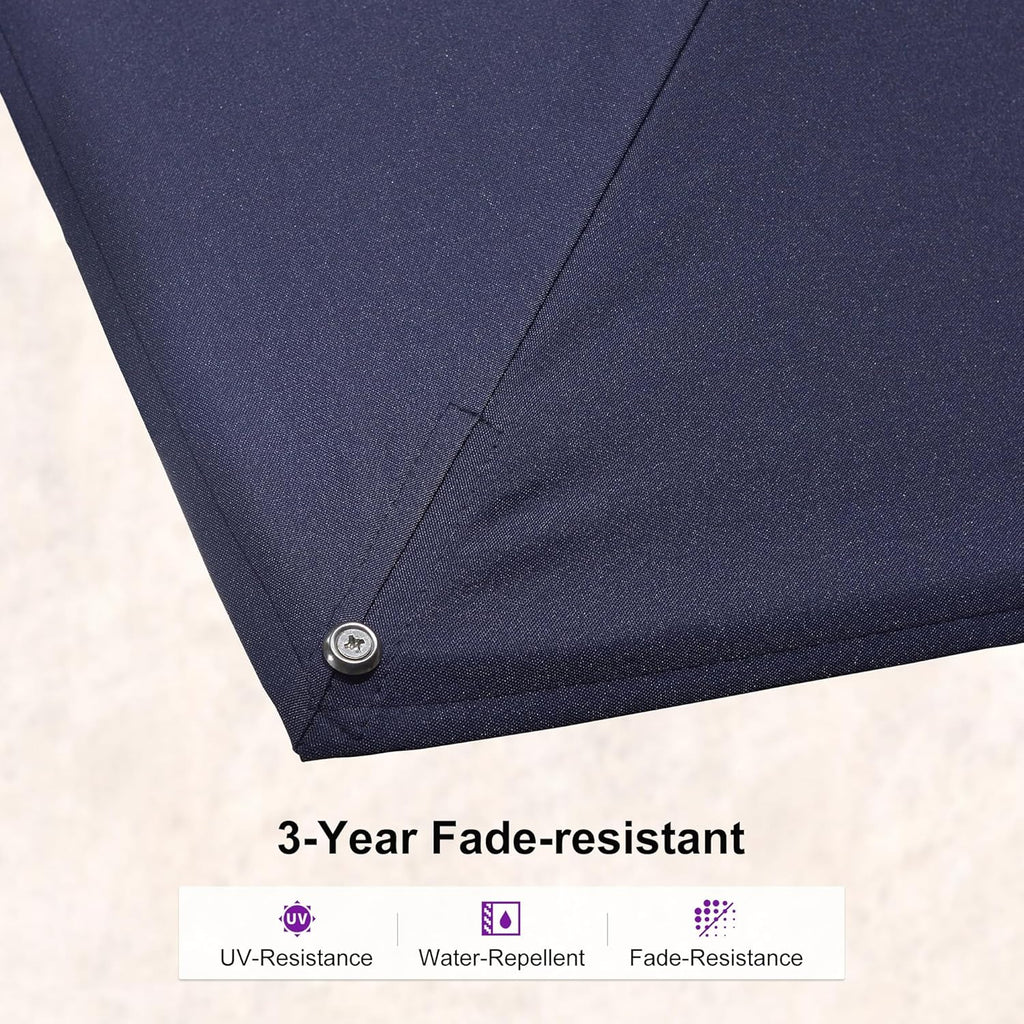 PURPLE LEAF 10 FT Right-left Tilt White Cantilever Umbrella with Base Patio Outdoor Swivel Umbrellas with Aluminum Tilt Offset Umbrella with 360° Rotation for Deck Pool, Navy Blue
