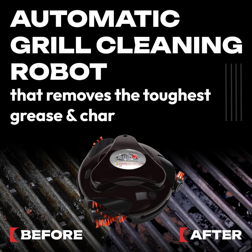 Grillbot Automatic Grill Cleaning Robot with Nylon Brushes  BBQ Grill Cleaner  Grill Brush  Grill Scraper  BBQ Accessories (Red Grillbot + Carry Case)