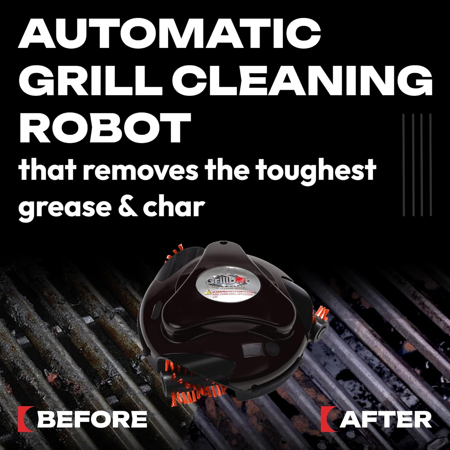 Grillbot Automatic Grill Cleaning Robot with Nylon Brushes  BBQ Grill Cleaner  Grill Brush  Grill Scraper  BBQ Accessories (Red Grillbot + Carry Case)