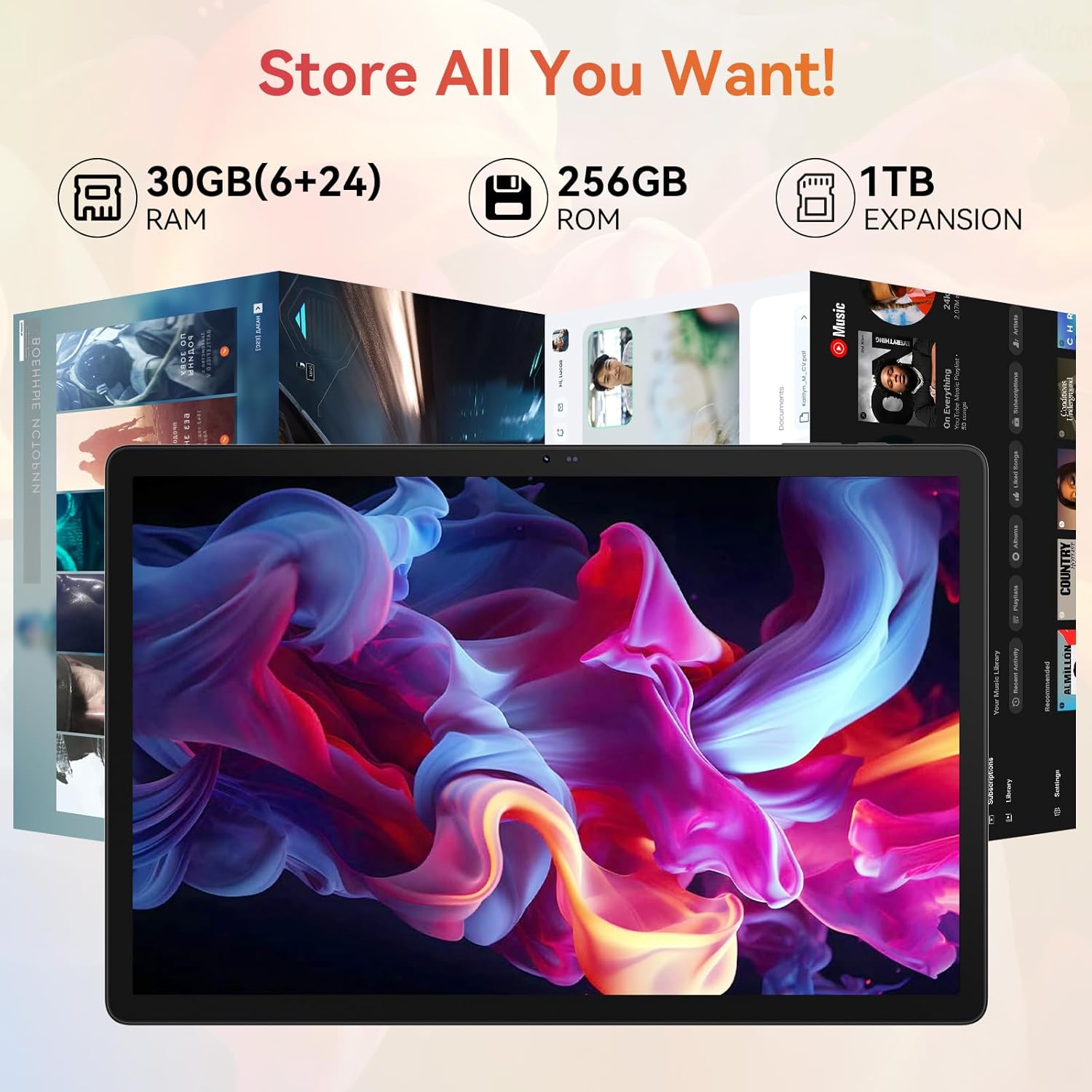 Tablet｜14 inch Android 16 Tablet｜30GB RAM 256GB ROM｜1920 * 1200 IPS FHD｜10000mAh 30W Fast Charging｜Octa-core Processor｜Wi-Fi 6  BT 5.4｜Dual Camera with Keyboard｜Mouse｜Stylus｜Case｜Headphone