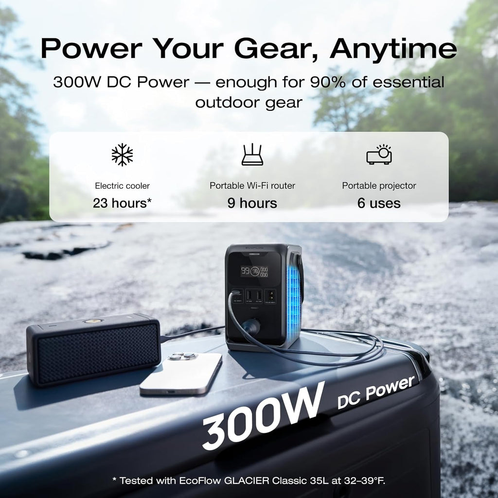 EF ECOFLOW TRAIL 300 DC Power Bank Station  288Wh Outdoor Portable Power Station  LiFePO4 Battery  300W DC Output  Compact Solar Generator for Camping  Travel  and Emergency (No AC Outlet Included)