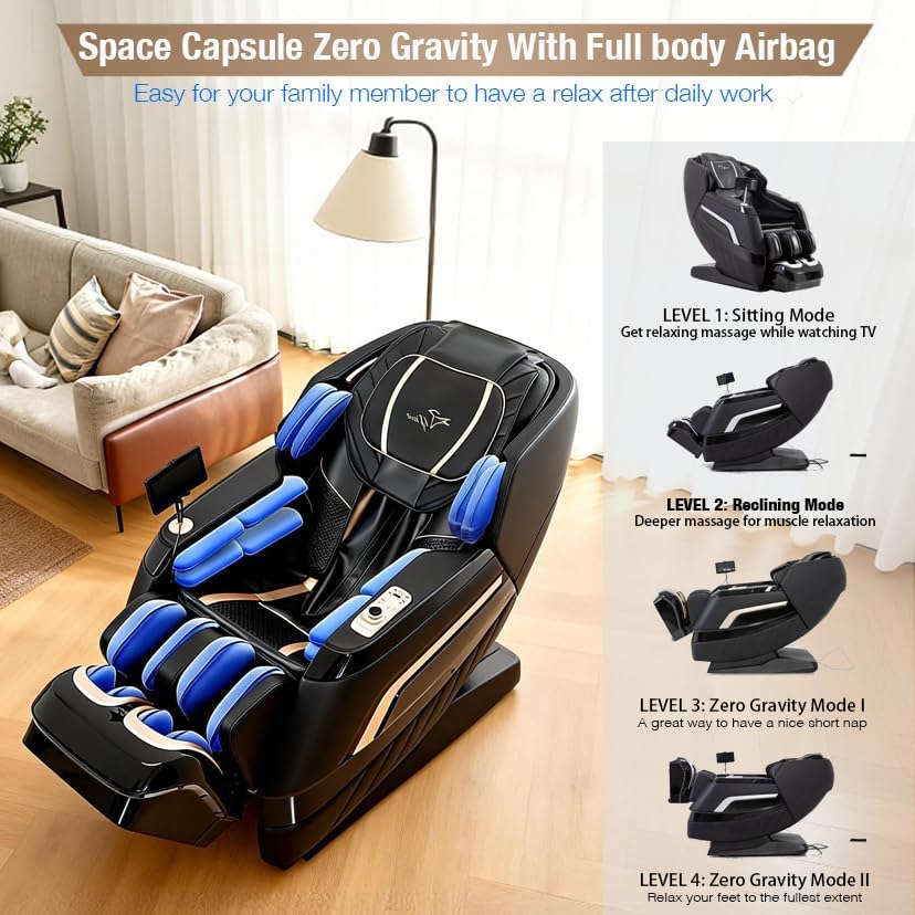 Alfine A66 4D Full Body Massage Chair – Made in The U.S.A. with U.S. & Imported Material  SL Track  Yoga Stretch  Zero Gravity  AI Voice Control  Heating  Automatic Footrest