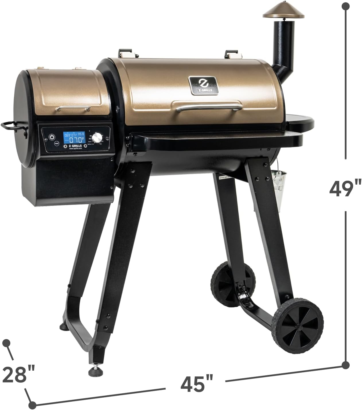 Z GRILLS ZPG-450A2 Wood Pellet Grill & Smoker  PID V3.0 Controller  459 Sq in Cook Area  Foldable Shelf  Meat Probe  Rain Cover  8 in 1 BBQ Grill Outdoor Auto Temperature Control  Bronze