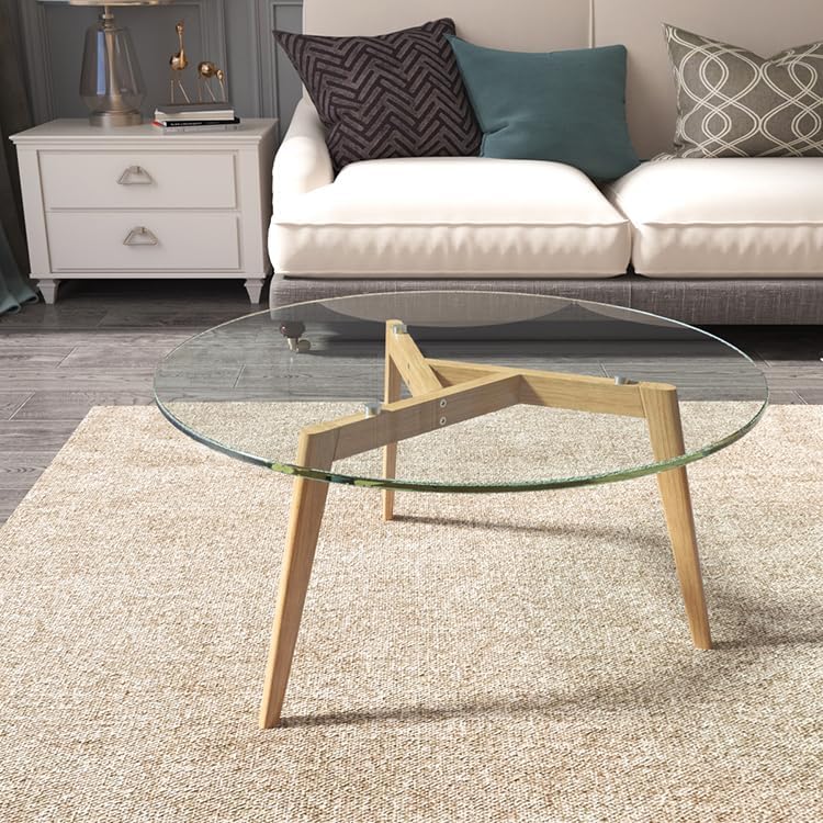 Royalty 48" Inch Round Tempered Glass Table Top – Clear Table Top Glass – Useful for Replacement  Tabletop Protector  Patio  Dining  Coffee  Desks - 1/4" Thick Flat Polished Edge
