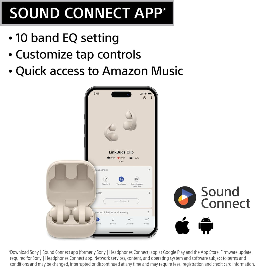 Sony LinkBuds Clip Open-Ear Truly Wireless Earbuds  Comfortable & Secure Fit  Lightweight Clip-On Design  Touch Controls  Ambient Sound Awareness  Water Resistant  Up to 37 Hrs of Playback  Black