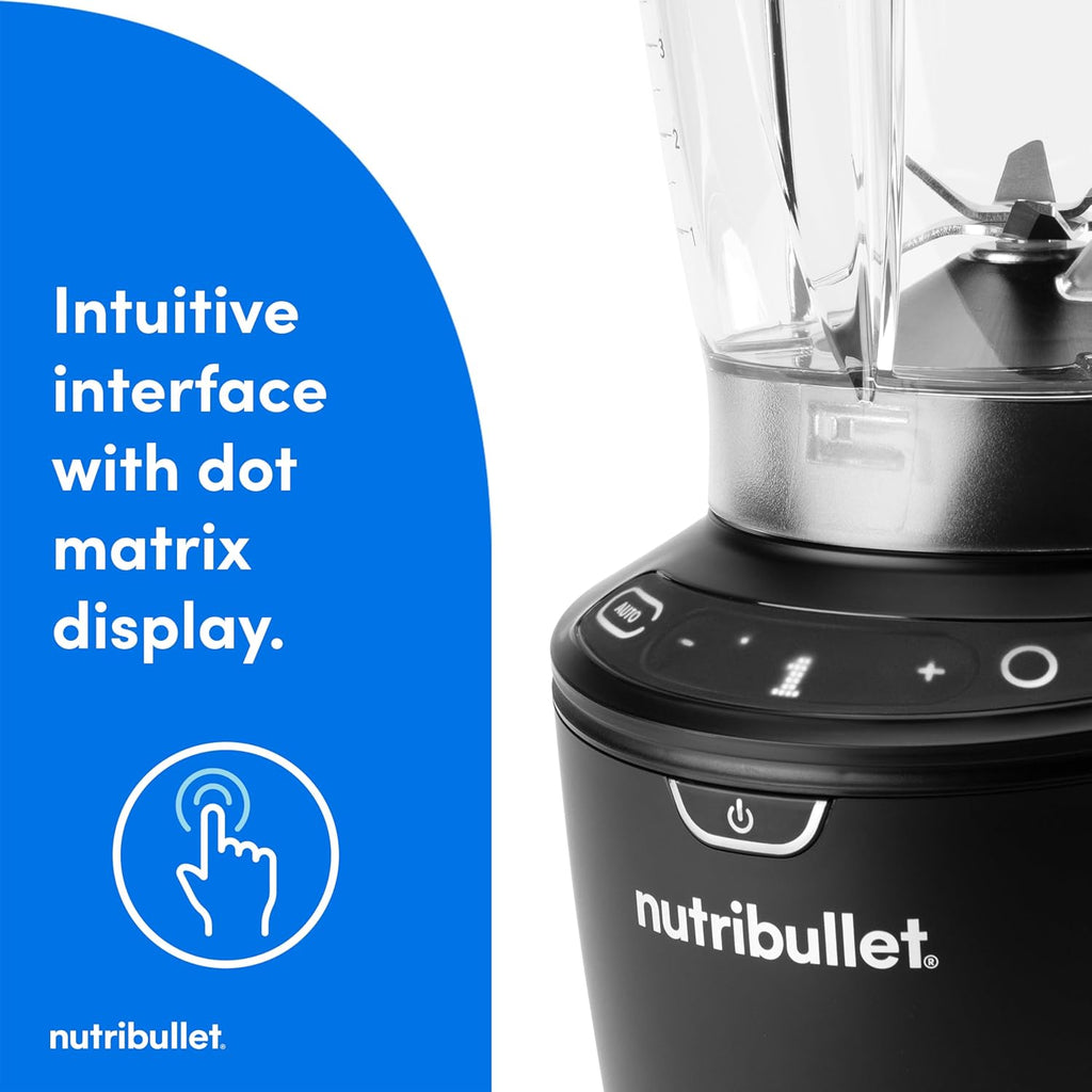 nutribullet® SmartSense Blender Combo, 1400W, 64oz Pitcher, 32oz & 24oz Cups, 5-Speed, Smoothies, Ice and Frozen Fruit, Nut Milk, Soup, Matte Black, NBF50700AK
