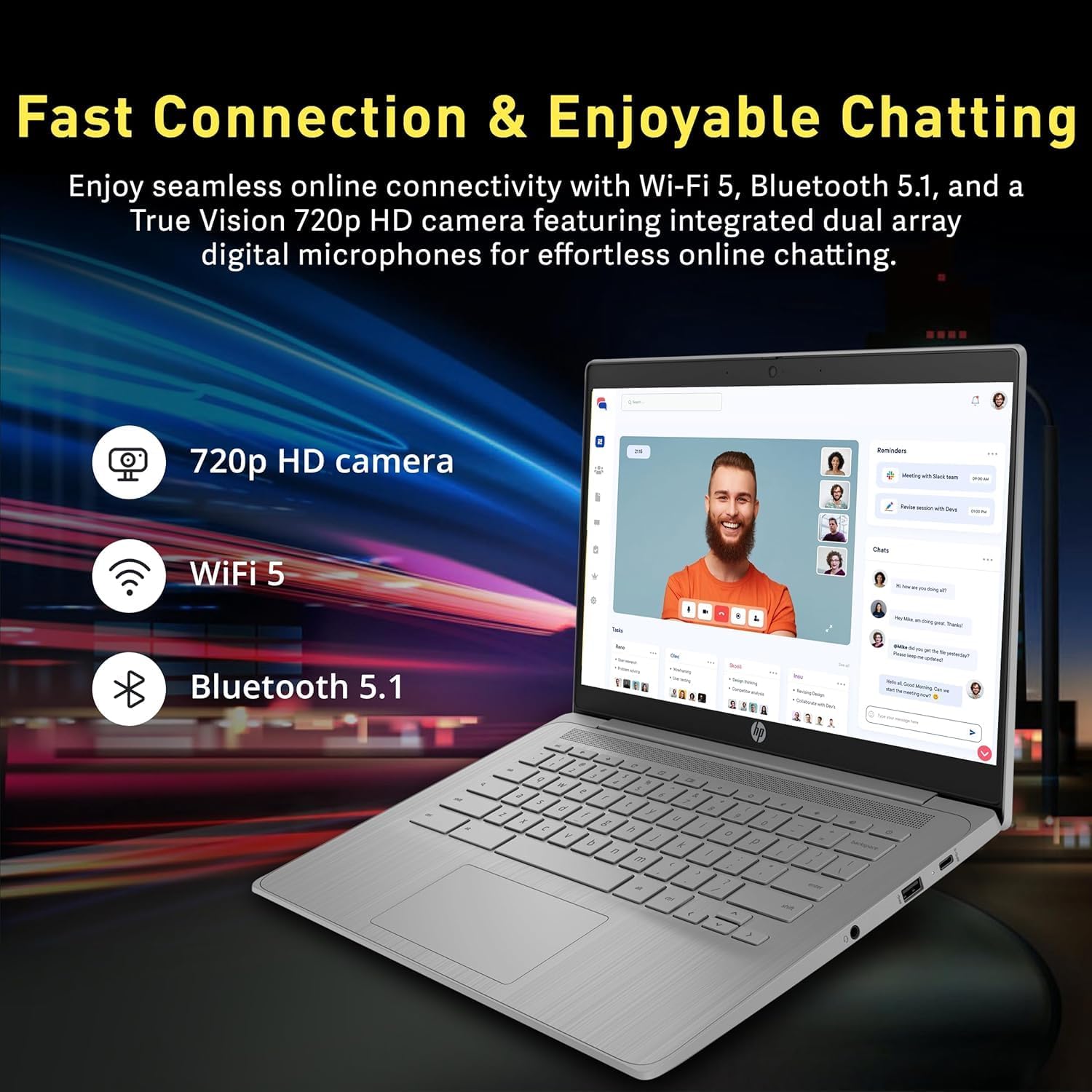 HP Chromebook 14" HD Premium Laptop Computer for Student Business  Quad-Core Celeron N4120 Processor  4GB RAM  564GB Storage (64GB eMMC + 500GB Ext)  Webcam  Long Battery  Chrome OS +MarxsolAccessory