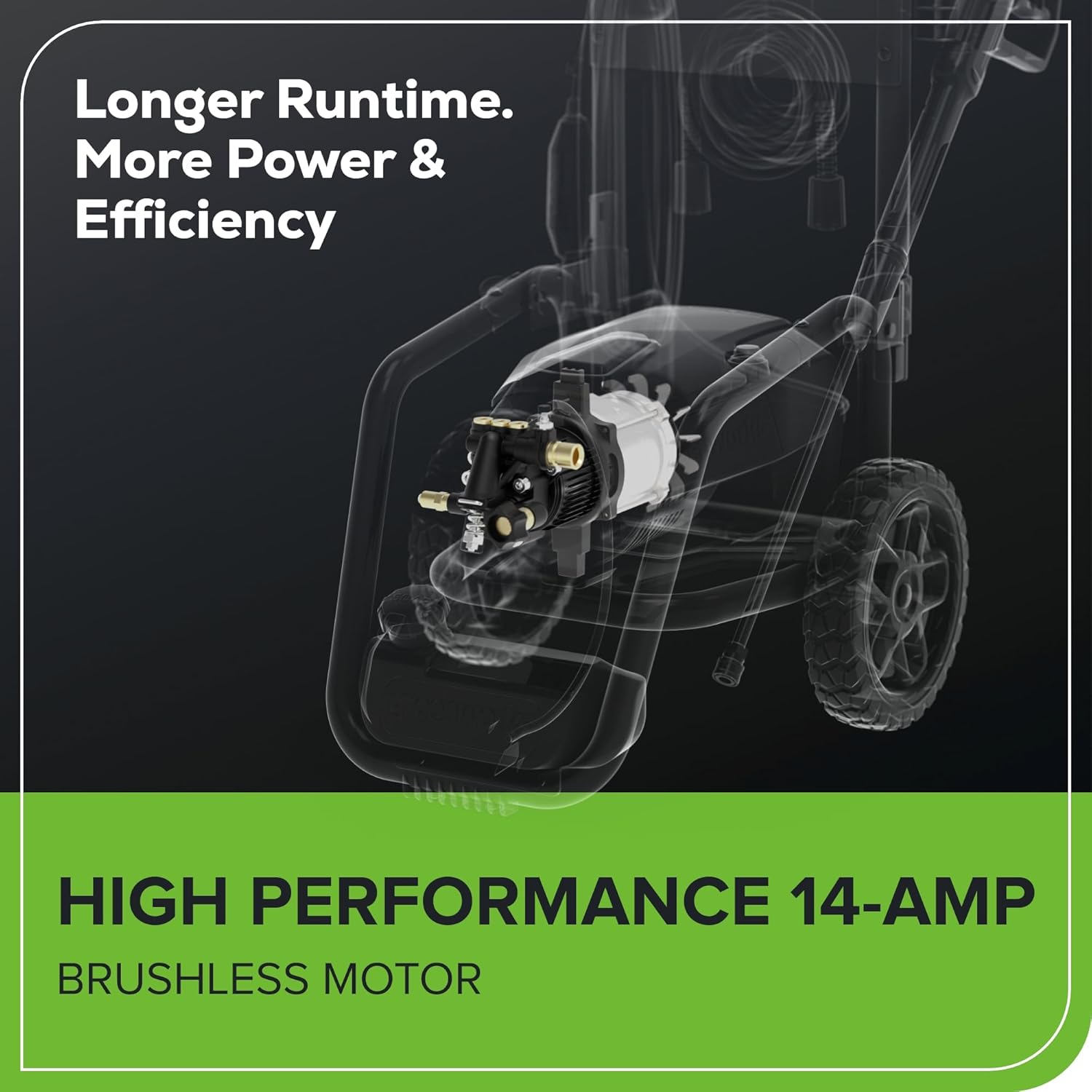 Greenworks Pro Brushless 3000 PSI (CSA Certified) 2.0 GPM Max / 1.1 GPM Electric Pressure Washer (Foldable Handles  Rugged Steel Frame  25 FT Hose  35 FT GFCI Power Cord)