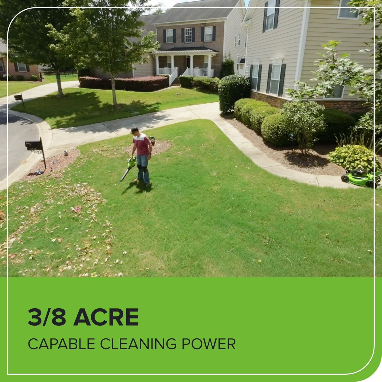 Greenworks 48V (24V x 2) Cordless Brushless Leaf Blower/Vacuum (520 CFM / 240 MPH) with Bag  Powerful & Efficient for Yard Debris Cleanup  Includes (2) 4.0Ah Battery & Dual Port Charger