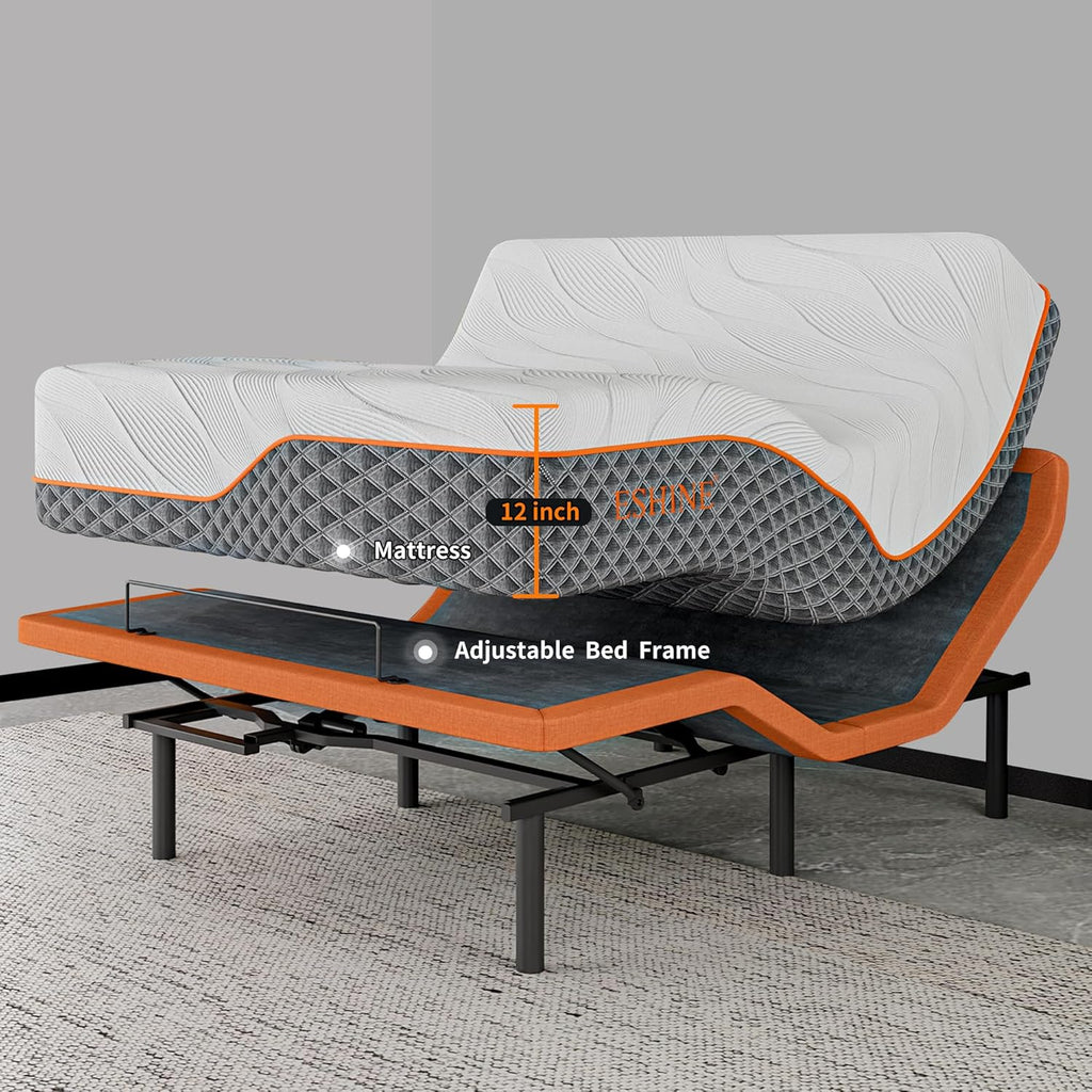 Twin XL Adjustable Bed Frame + 12” Hybrid Matt, Bed Base with Massage, Pillow-tilt, Smart APP Control, Ergonomic Incline, Zero Gravity, Dual USB Port, Under Bed Light, Wireless Remote, 5000 Series