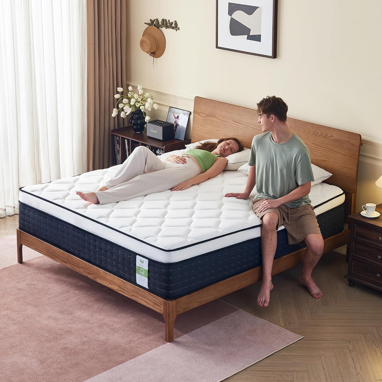 14 Inch Queen Mattress in a Box: Hybrid Medium Firm Queen Size Mattresses for Pain Relief, Memory Foam Queen Bed Mattress with Pocket Springs for Motion Isolation, Back & Side Sleepers, CertiPUR-US