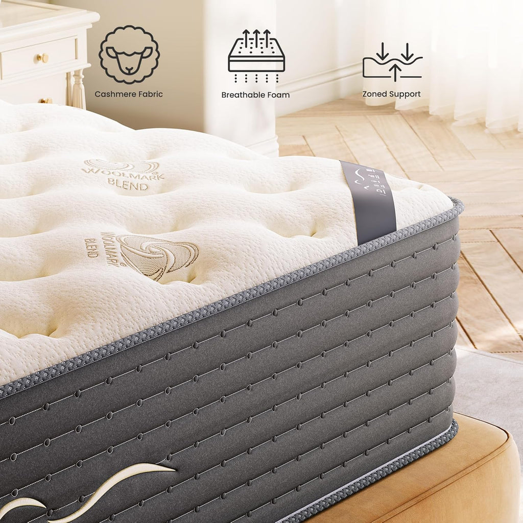TXO 14 Inch Hybrid Queen Mattress in a Box, Dual-Sided Medium Firm & Firm, Cooling Gel Memory Foam Mattress, Pocket Springs for Motion Isolation, Pressure Relief, CertiPUR-US Certified