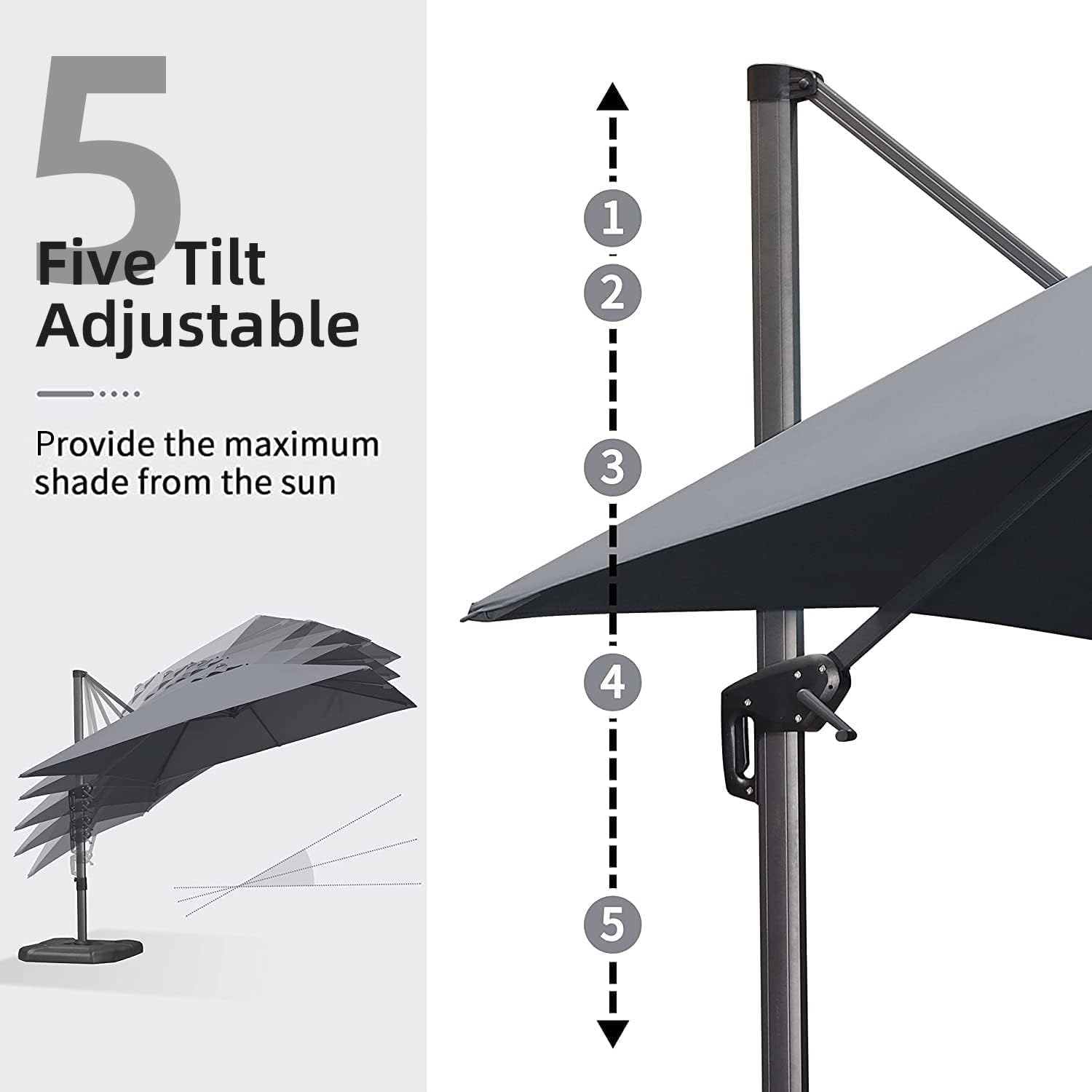 PURPLE LEAF 9' X 11.5' Patio Umbrella Outdoor Cantilever Rectangle Umbrella Aluminum Offset Umbrella with 360-degree Rotation for Garden Deck Pool Patio  Grey