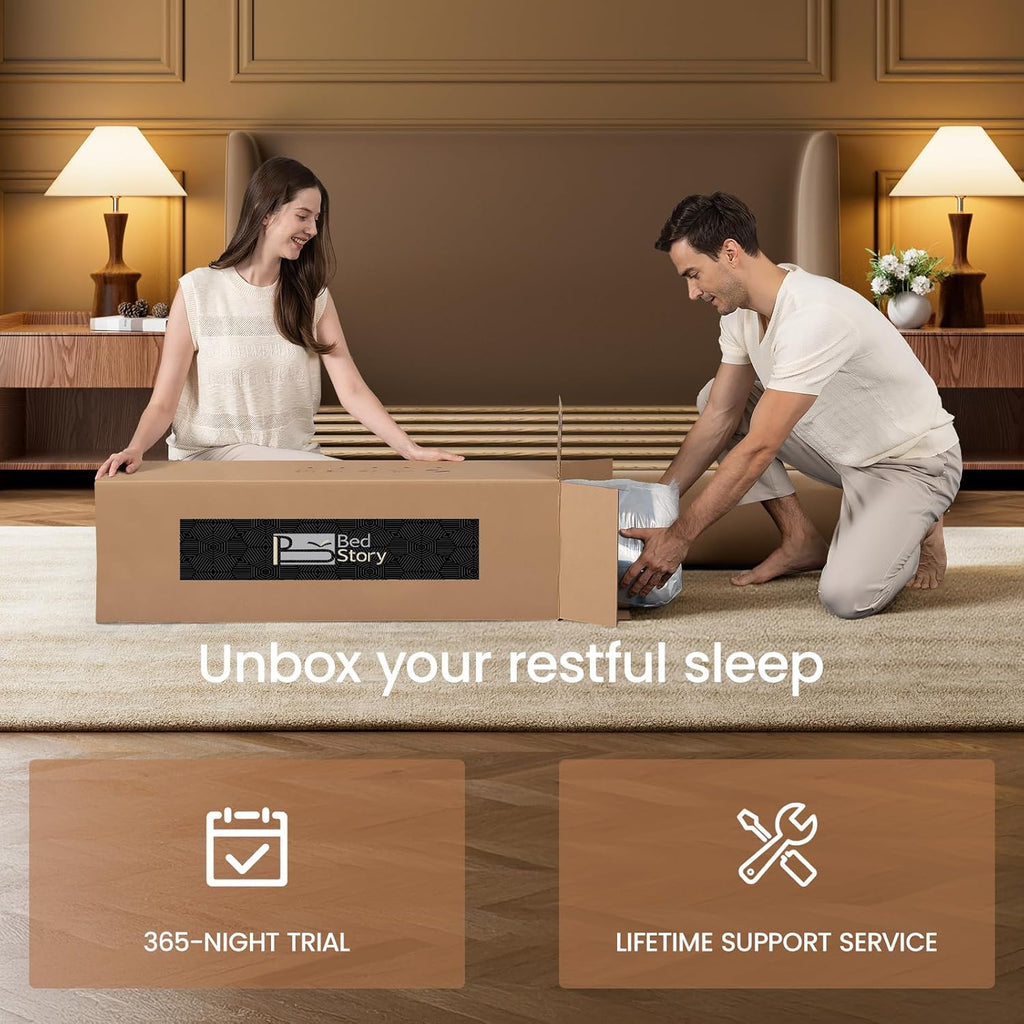 BedStory Firm King Mattress, 14 Inch Hybrid King Size Mattresses- Extra Lumbar & Spinal Alignment, Cooling Gel Bed in a Box-CertiPUR-US Certified, 365-Night Trial & Fiberglass-Free,Hotel Collection