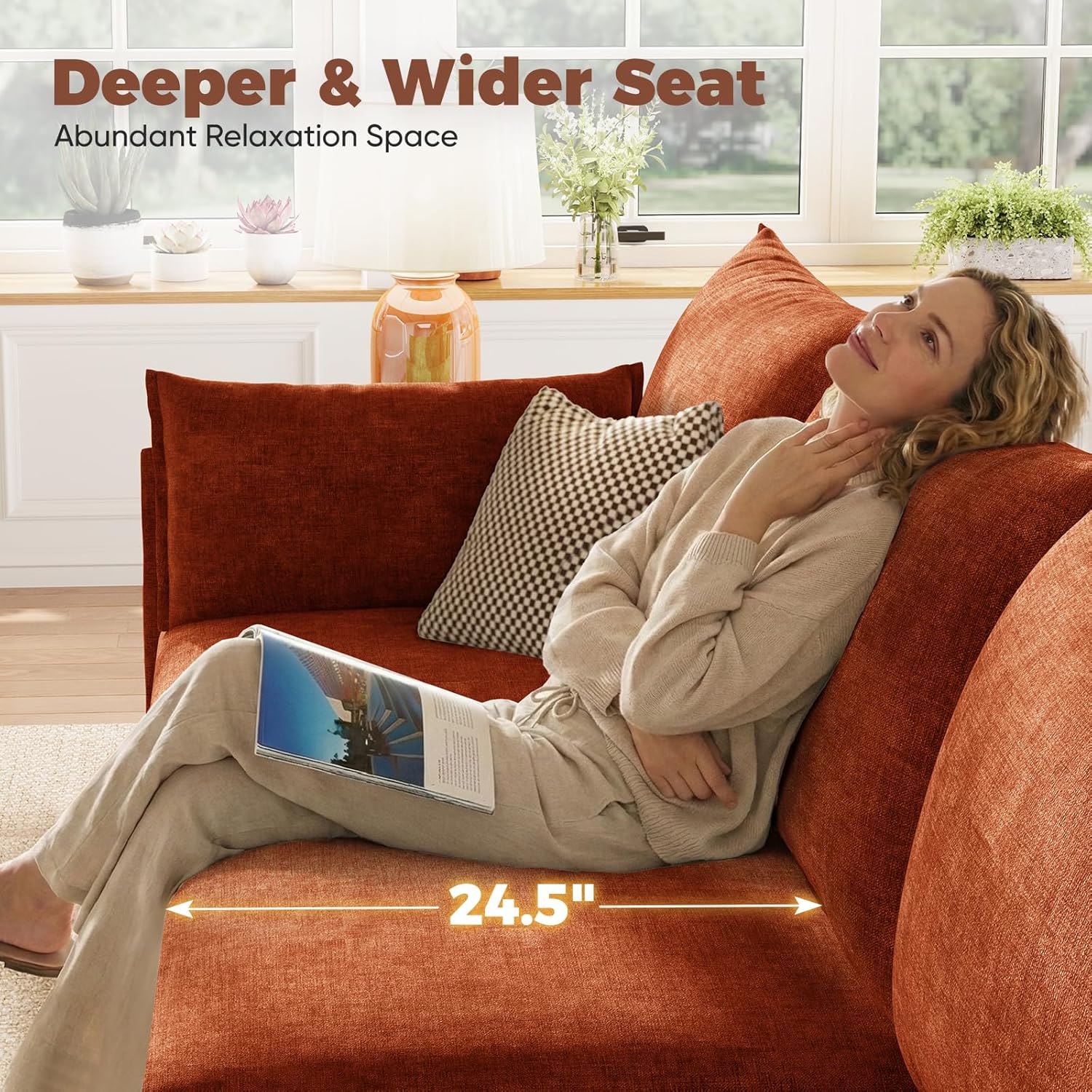 ABCASA 167.5" Oversized Modular Sectional Sofa, U Shaped Convertible Couch with Movable Ottoman, Large 8 Seat Corner Couches for Living Room Deep Seat Terracotta Chenille