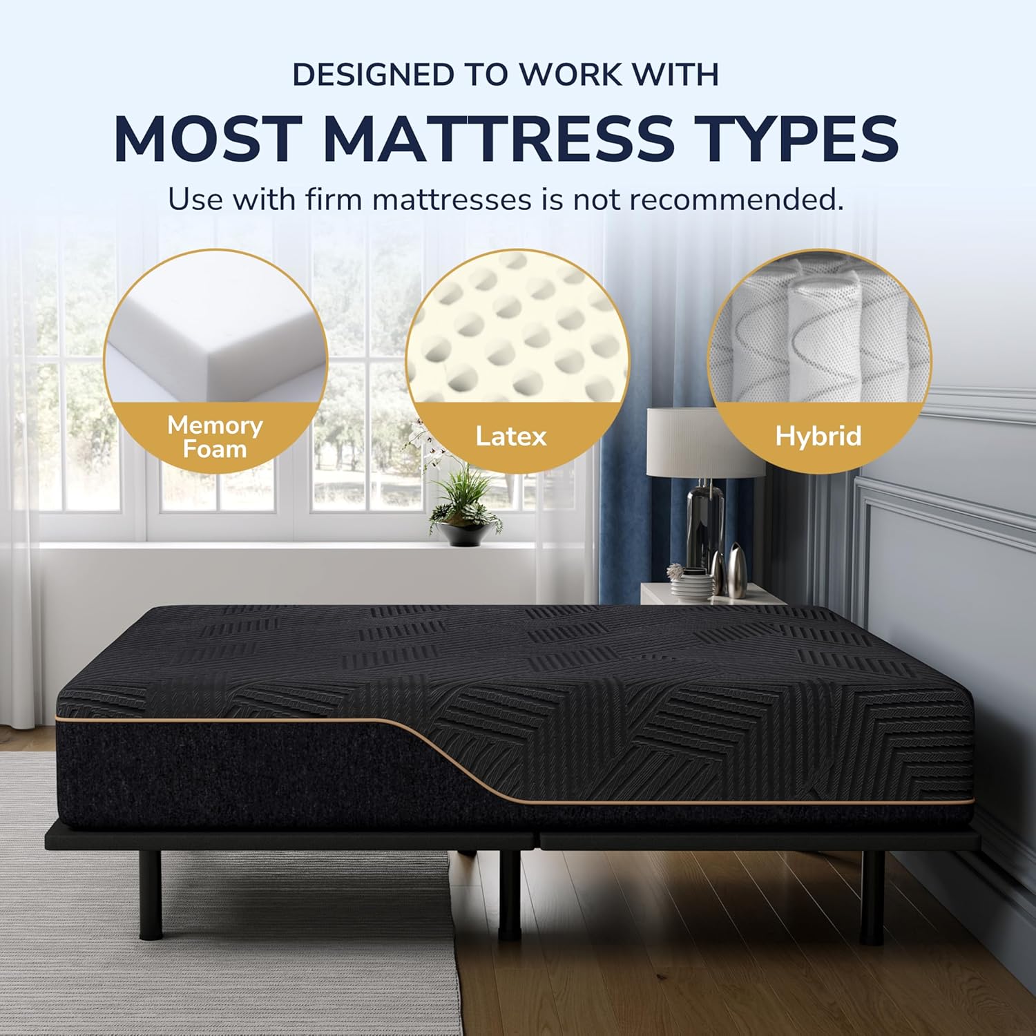 EGOHOME Split King Adjustable Bed Frame and 14 Inch Cooling Memory Foam Mattress, Wireless Remote Head and Foot Incline, 12 inch Legs, Zero Gravity