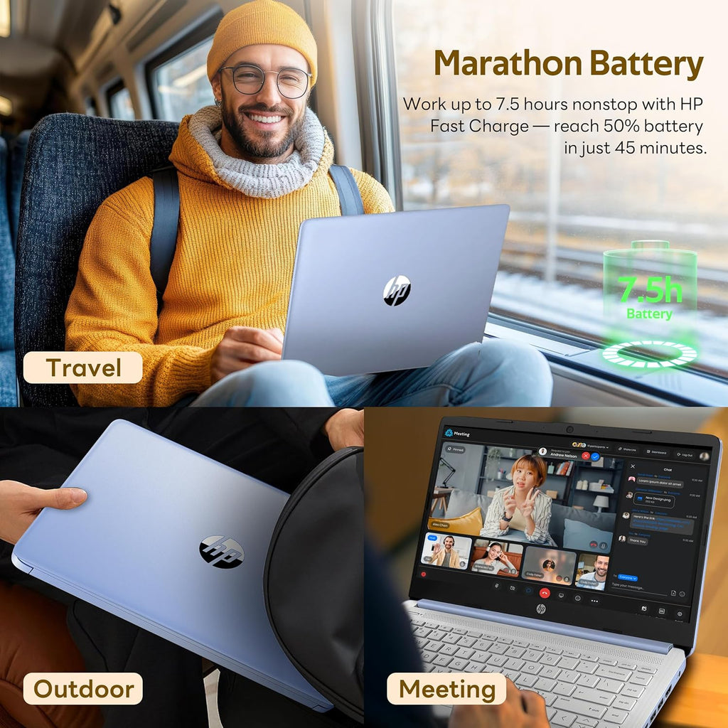 HP Stream 14" Laptop with AI Copilot  Flagship for Students & Business  13th Gen Intel 4-Core  4GB RAM  1.12TB Storage (128GB UFS + 1TB Docking Station)  Office 365 1-Year  Win 11 S  Sky Blue