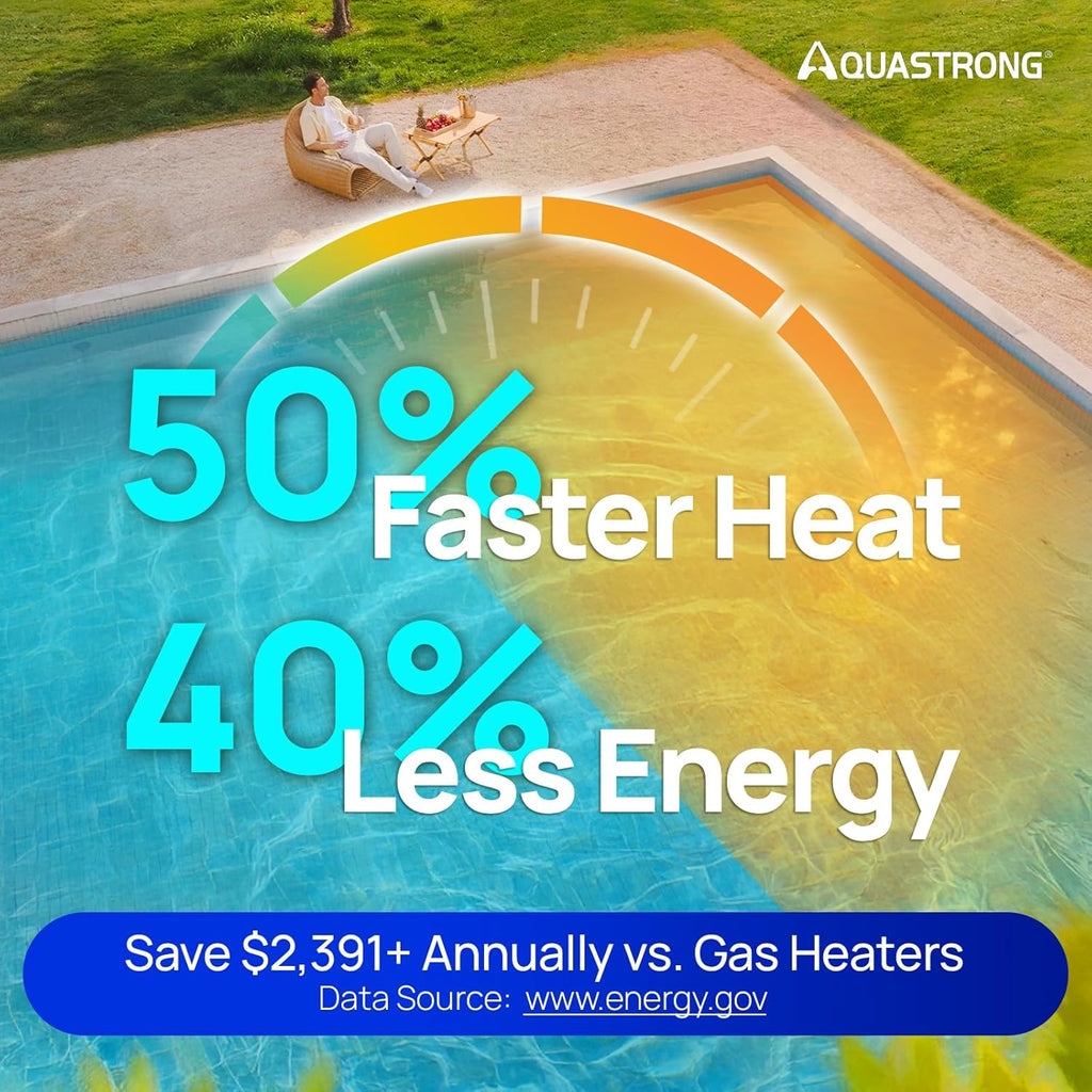 AQUASTRONG Inverter Swimming Pool Heat Pump Pool Heater for Above Ground and Inground Pool Heating and Cooling Pool Heater  Smart WiFi Control Pools Up to  9000 Gallons