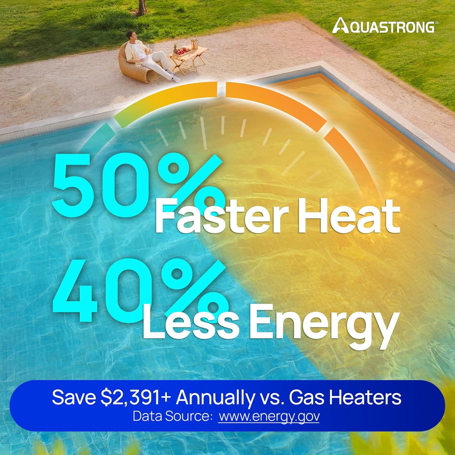 AQUASTRONG Inverter Swimming Pool Heat Pump Pool Heater for Above Ground and Inground Pool Heating and Cooling Pool Heater  Smart WiFi Control Pools Up to  9000 Gallons